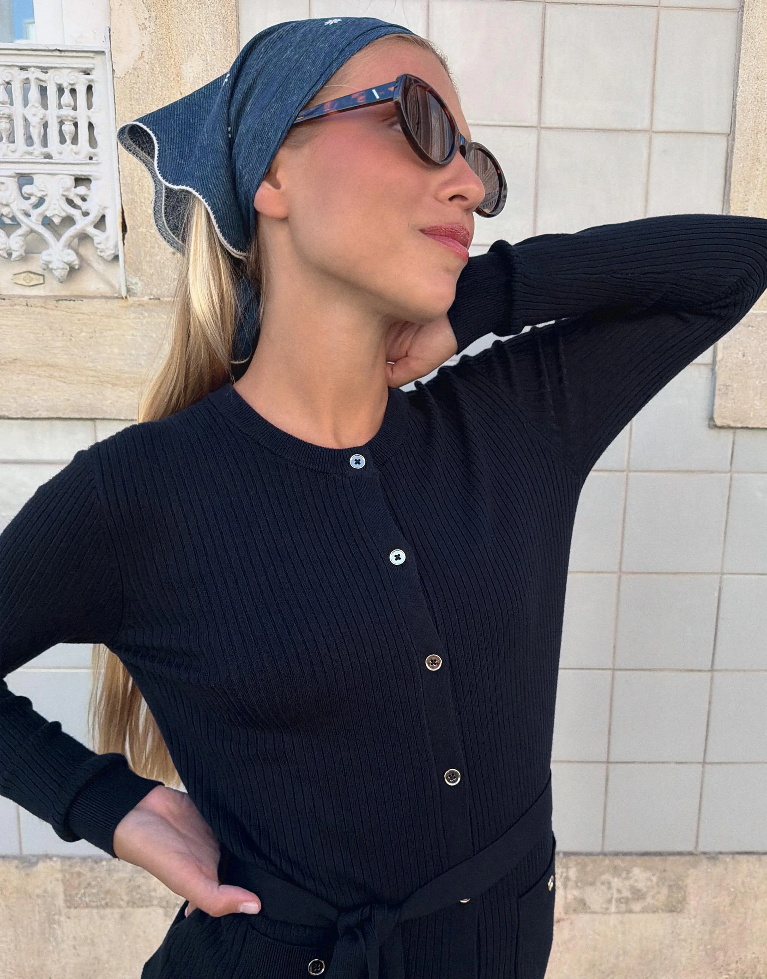 RIB KNIT CARDIGAN WITH BELT
