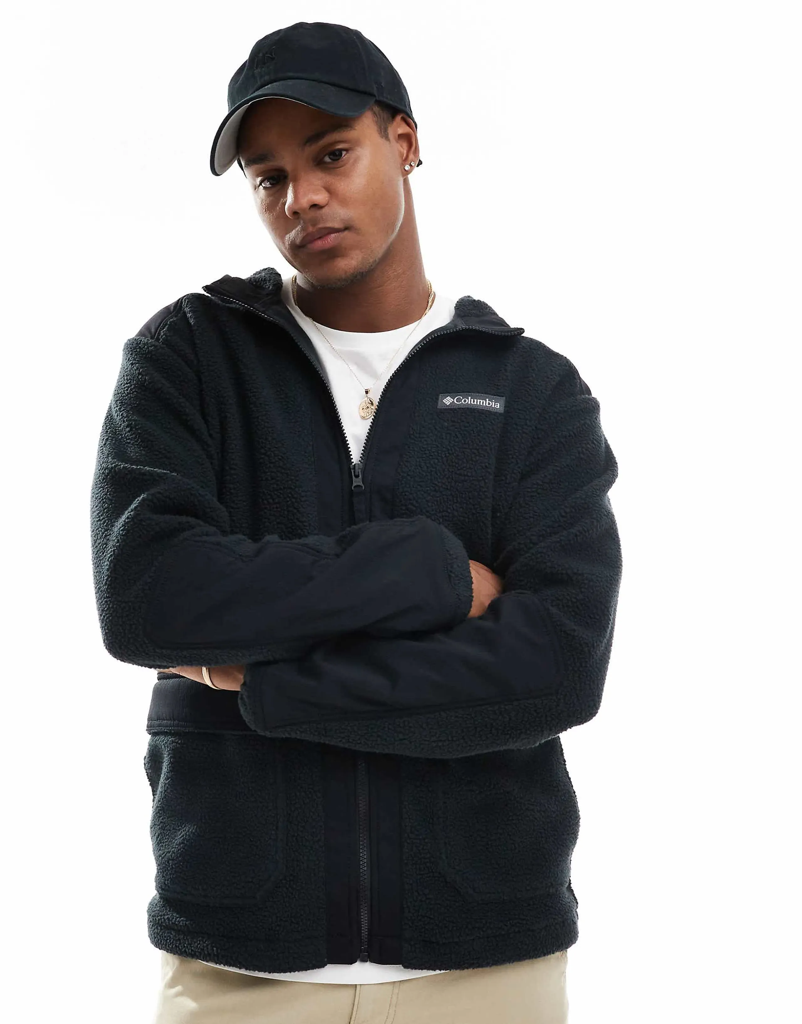 Columbia Landroamer hooded full zip fleece in black 