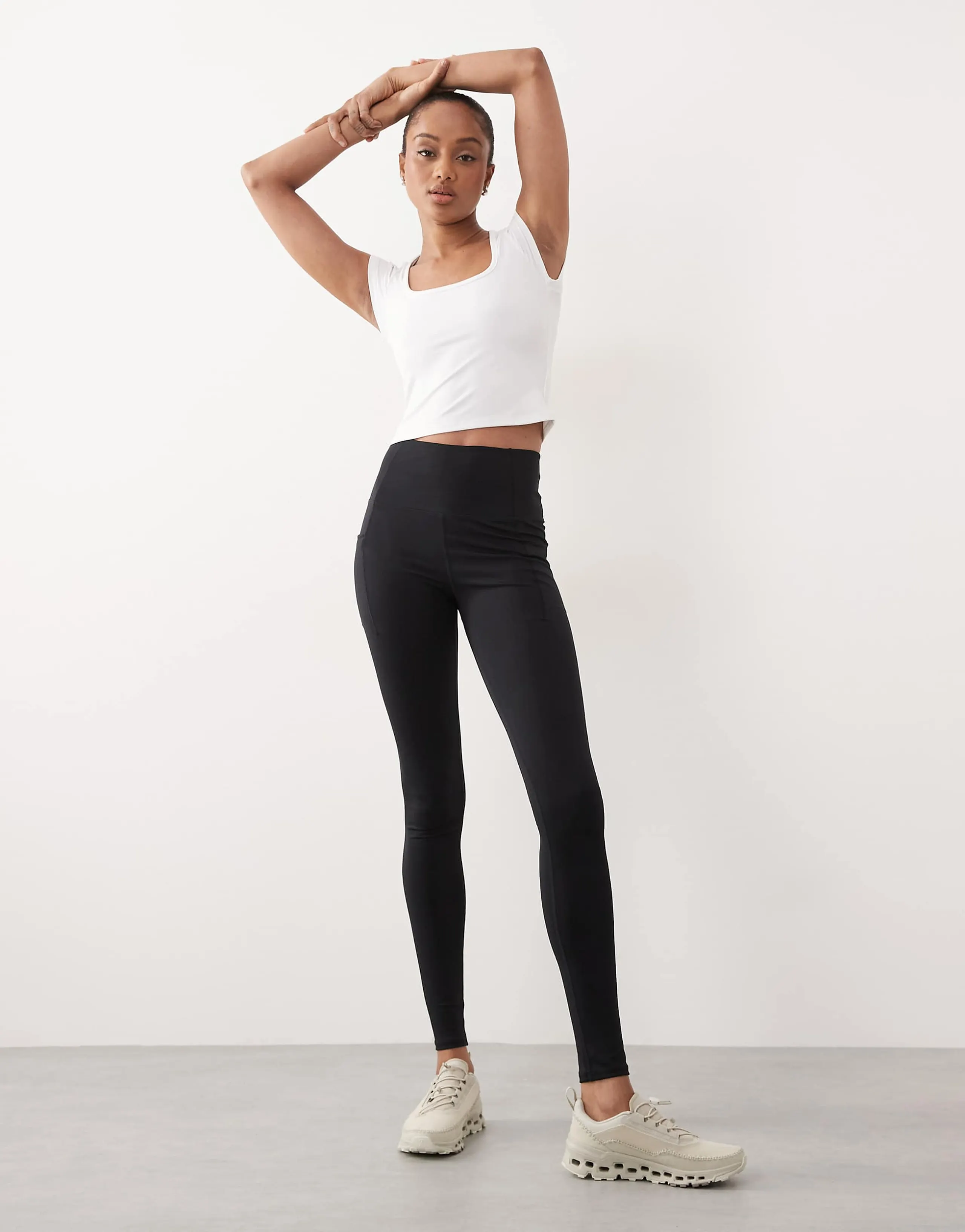 4505 Tall active waist snatching high rise gym leggings in black