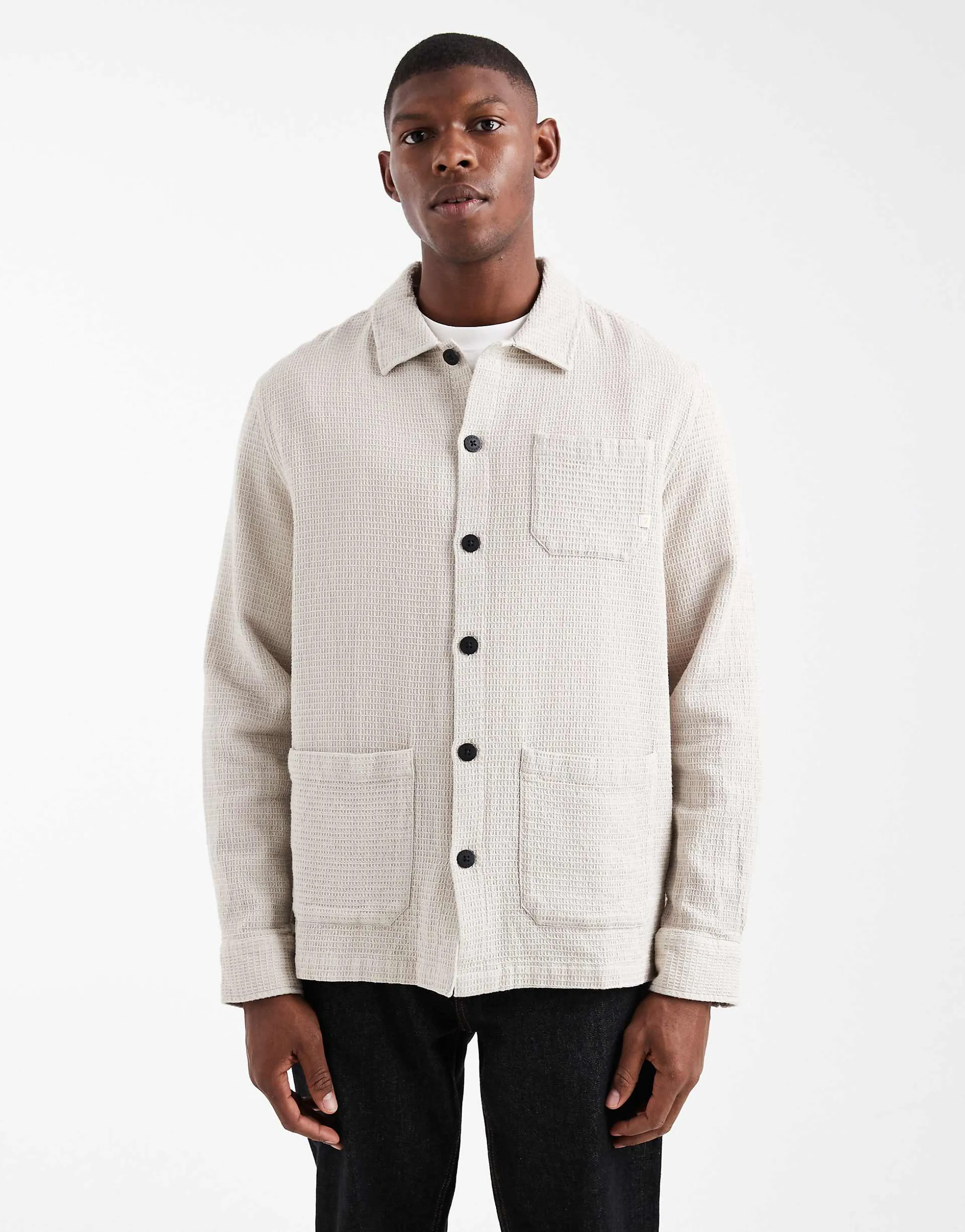 Farah castlefield long sleeve shirt in cream