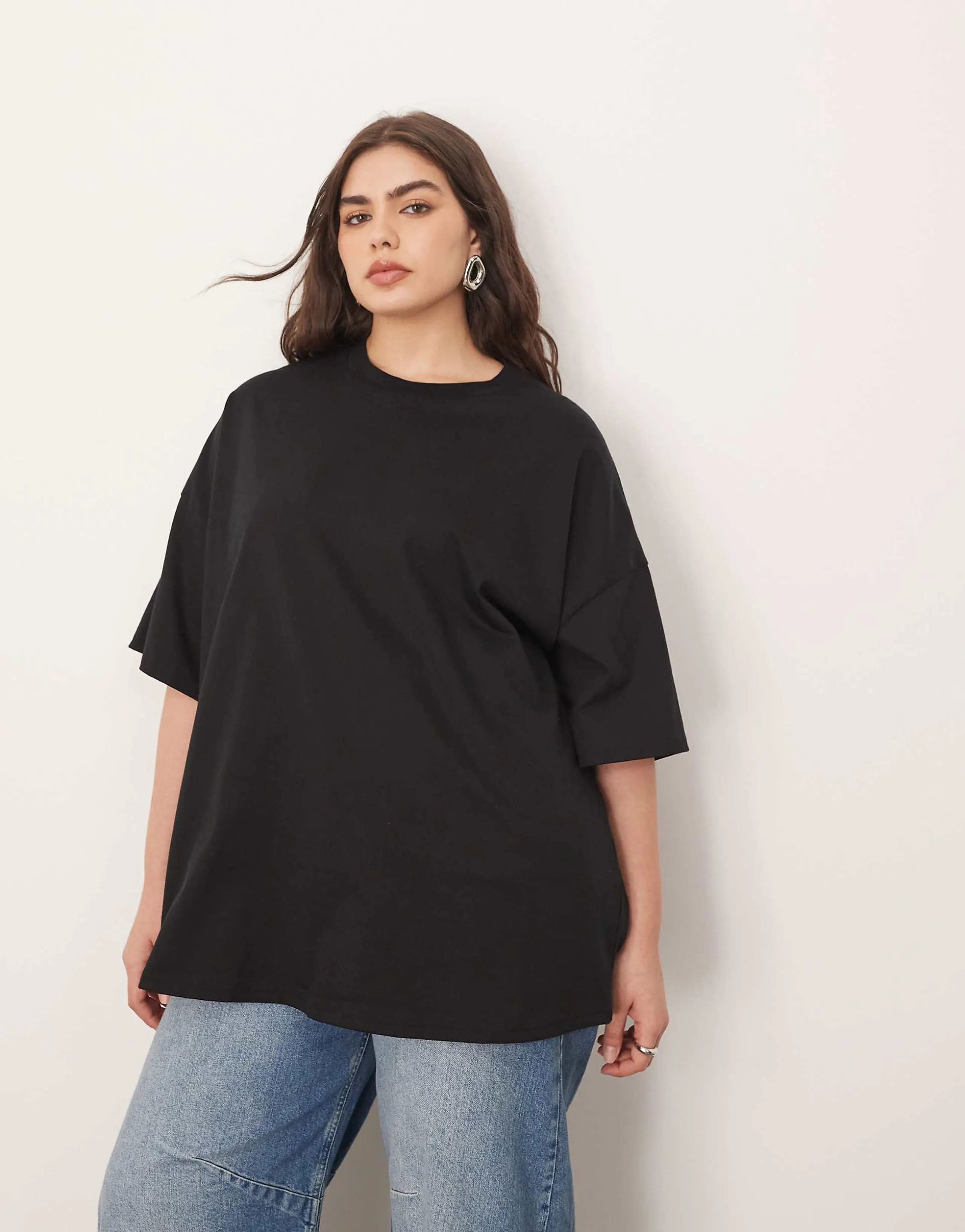 ARRANGE Curve oversized premium heavy weight T-shirt in black