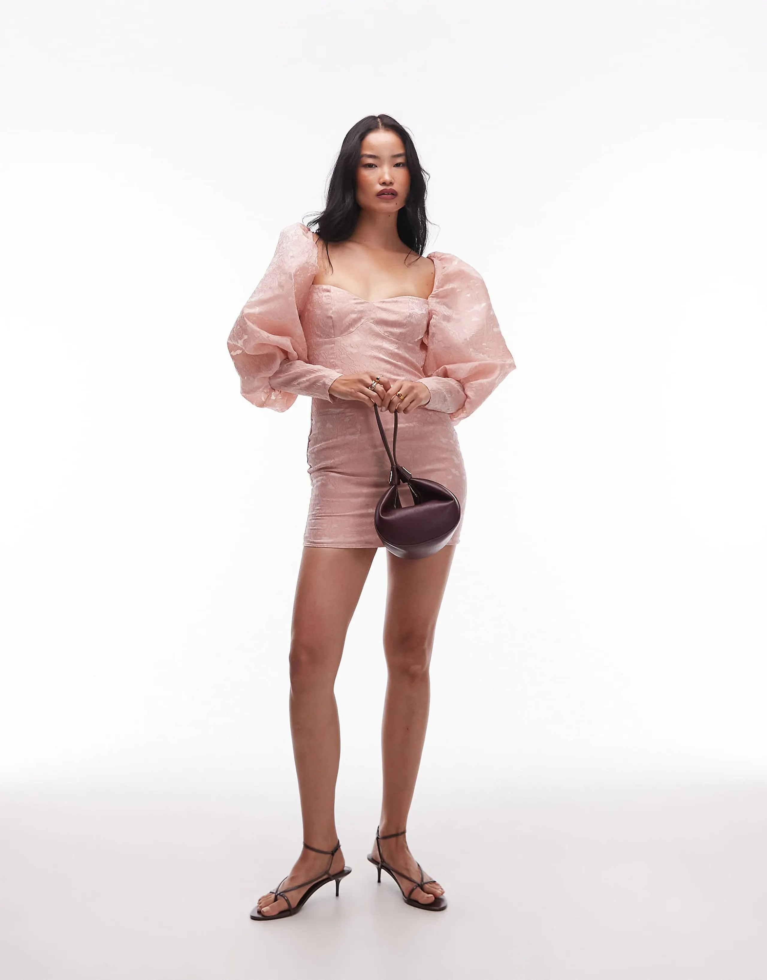 ASOS ARCHIVE puff sleeve cuffed mini dress in dusky pink