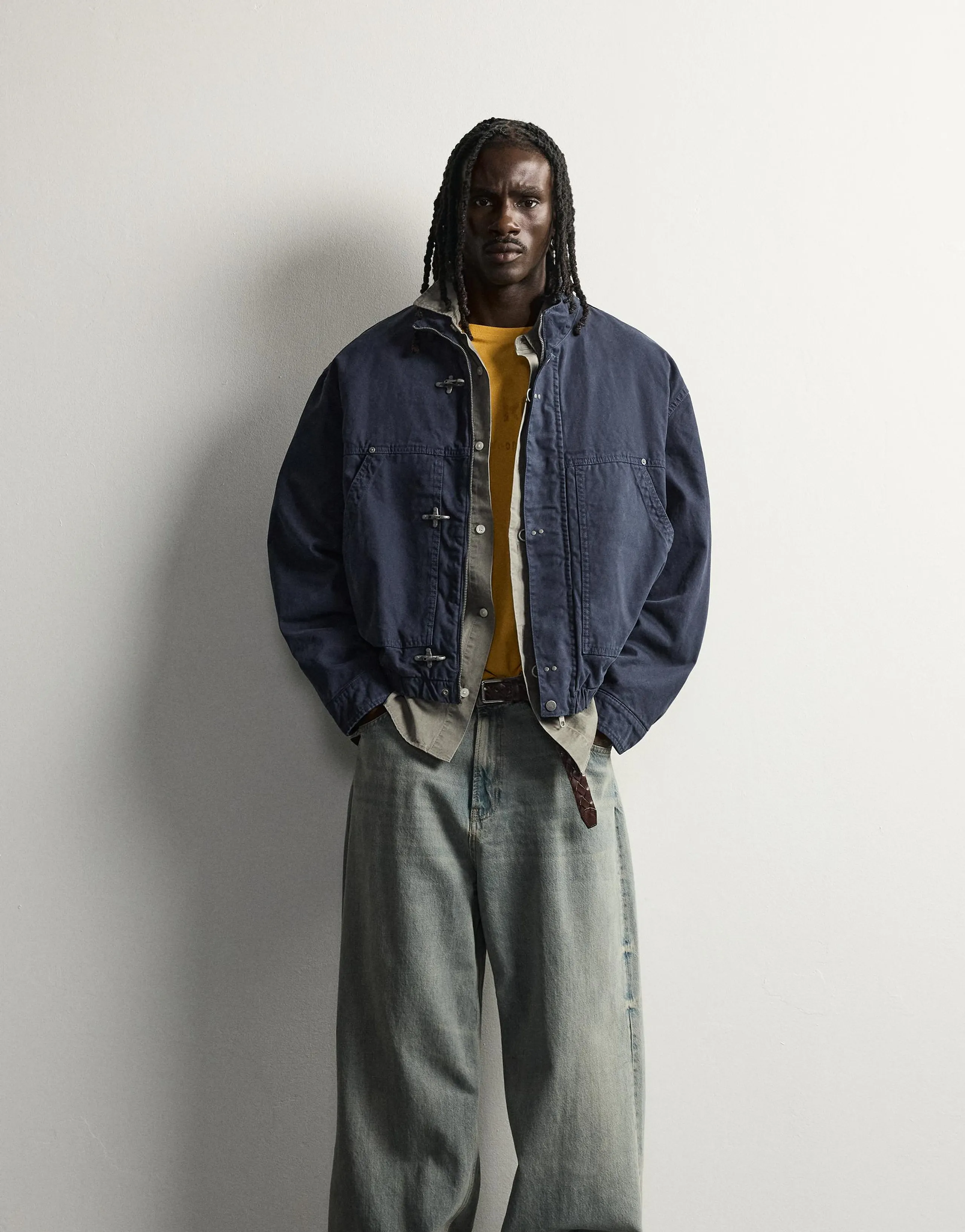 RELAXED FIT JACKET WITH METAL FIREMAN CLASPS