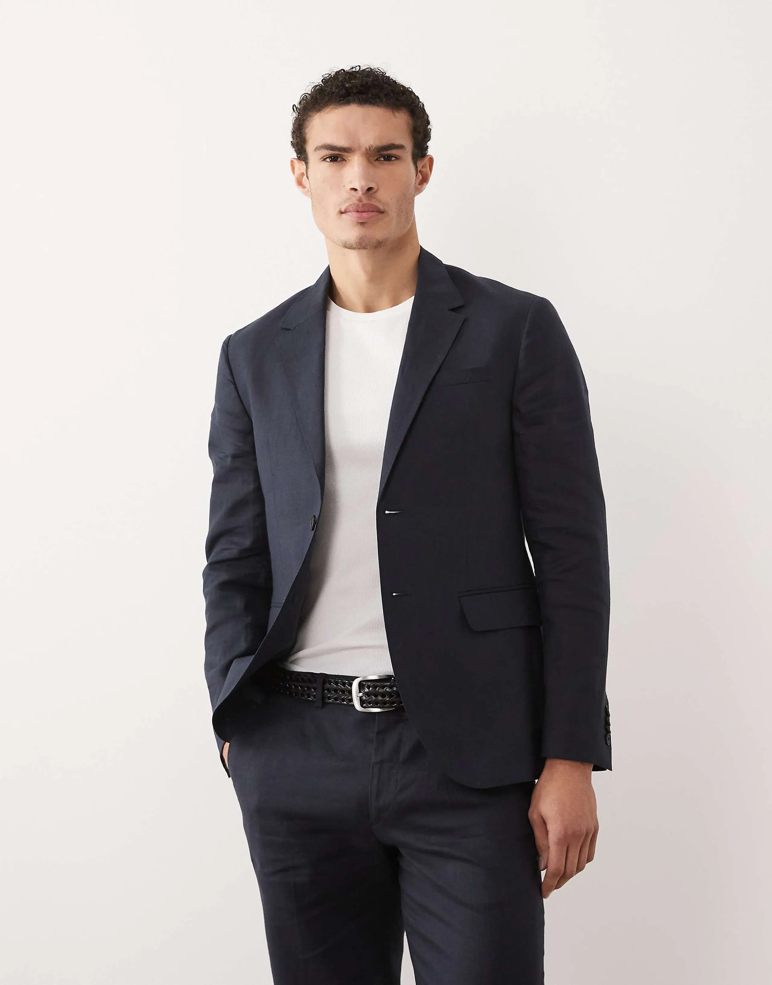 Jack & Jones Premium pure linen slim suit jacket in navy - part of a set