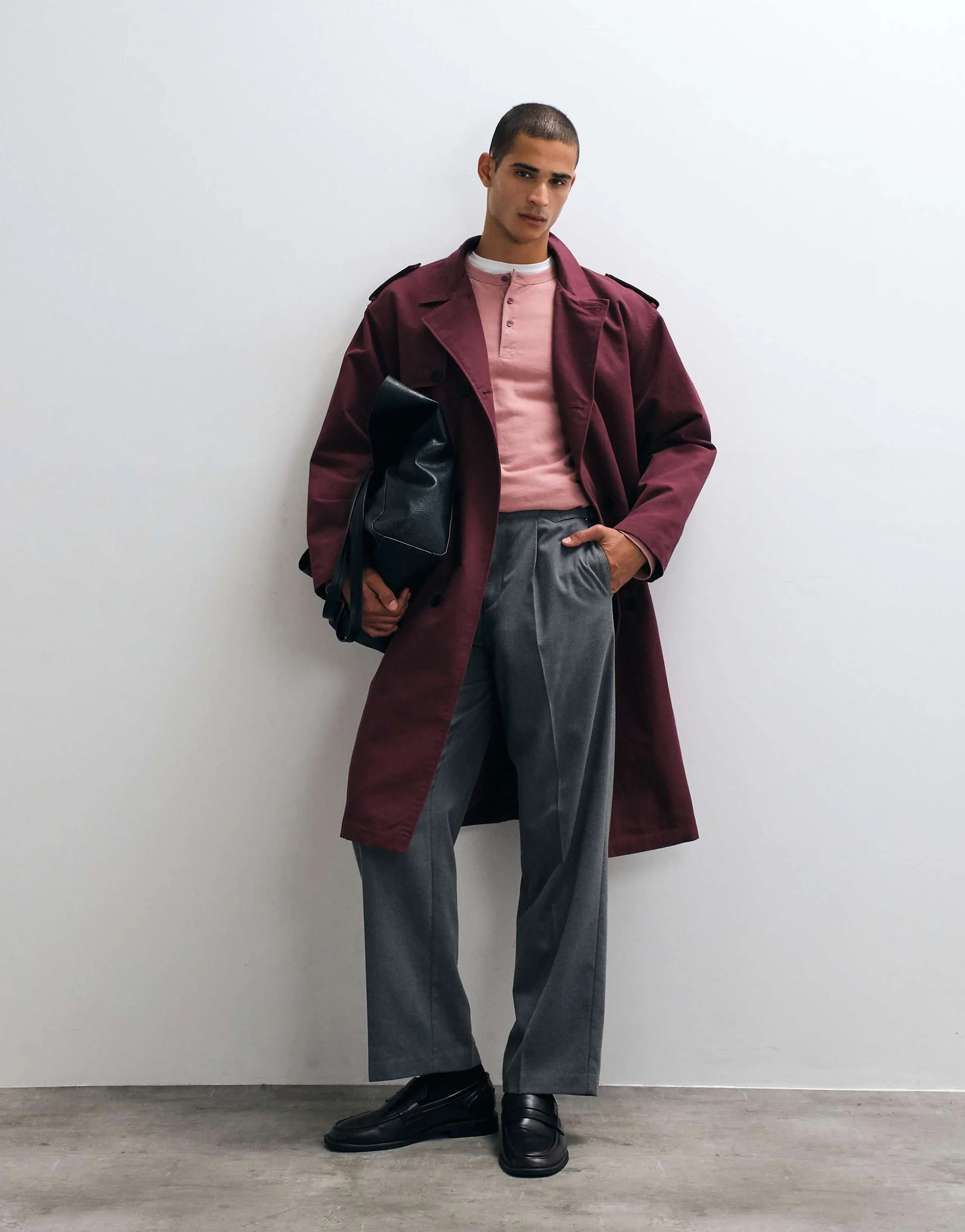 ASOS DESIGN trench coat in burgundy