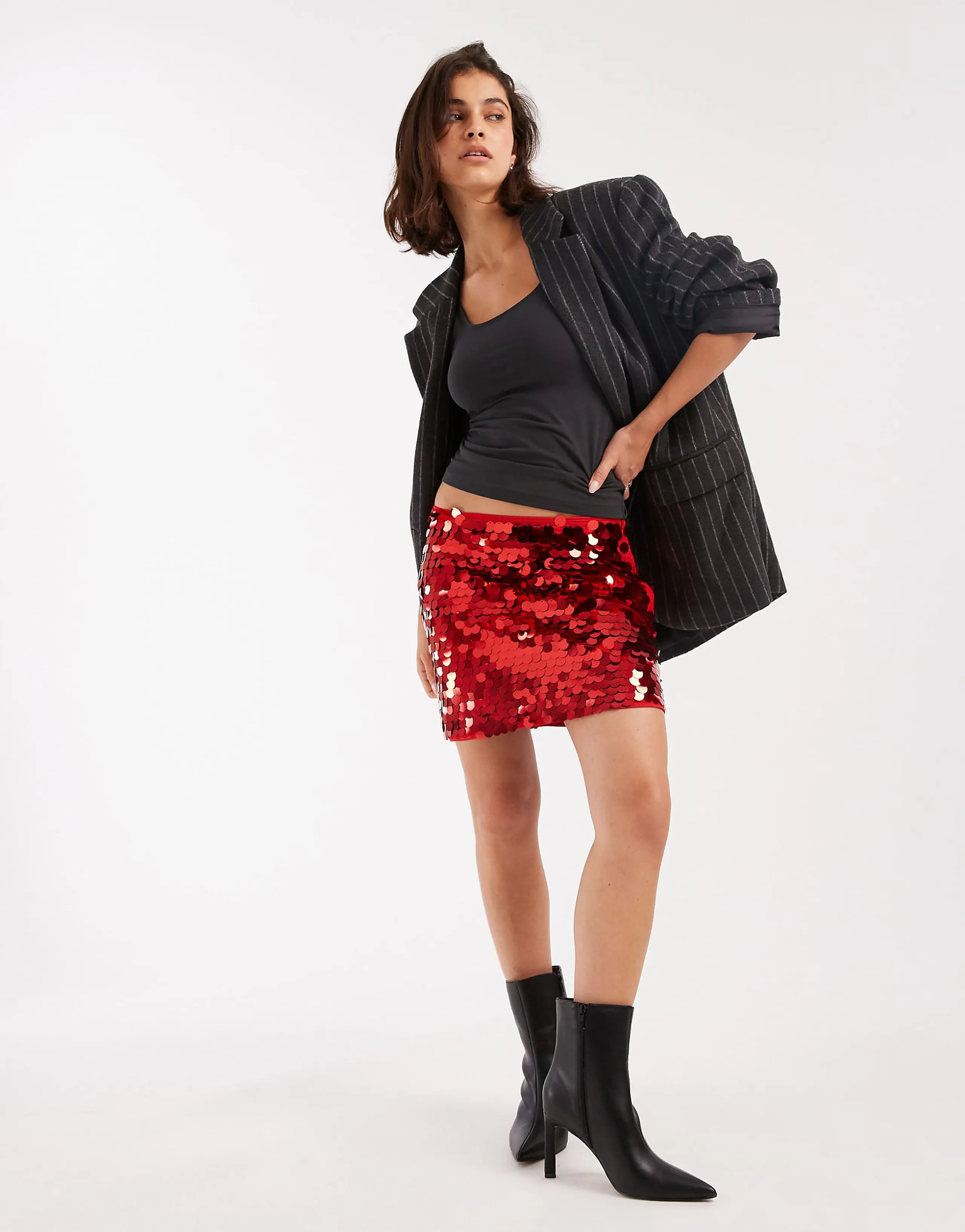 ASOS DESIGN large sequin mini skirt in red