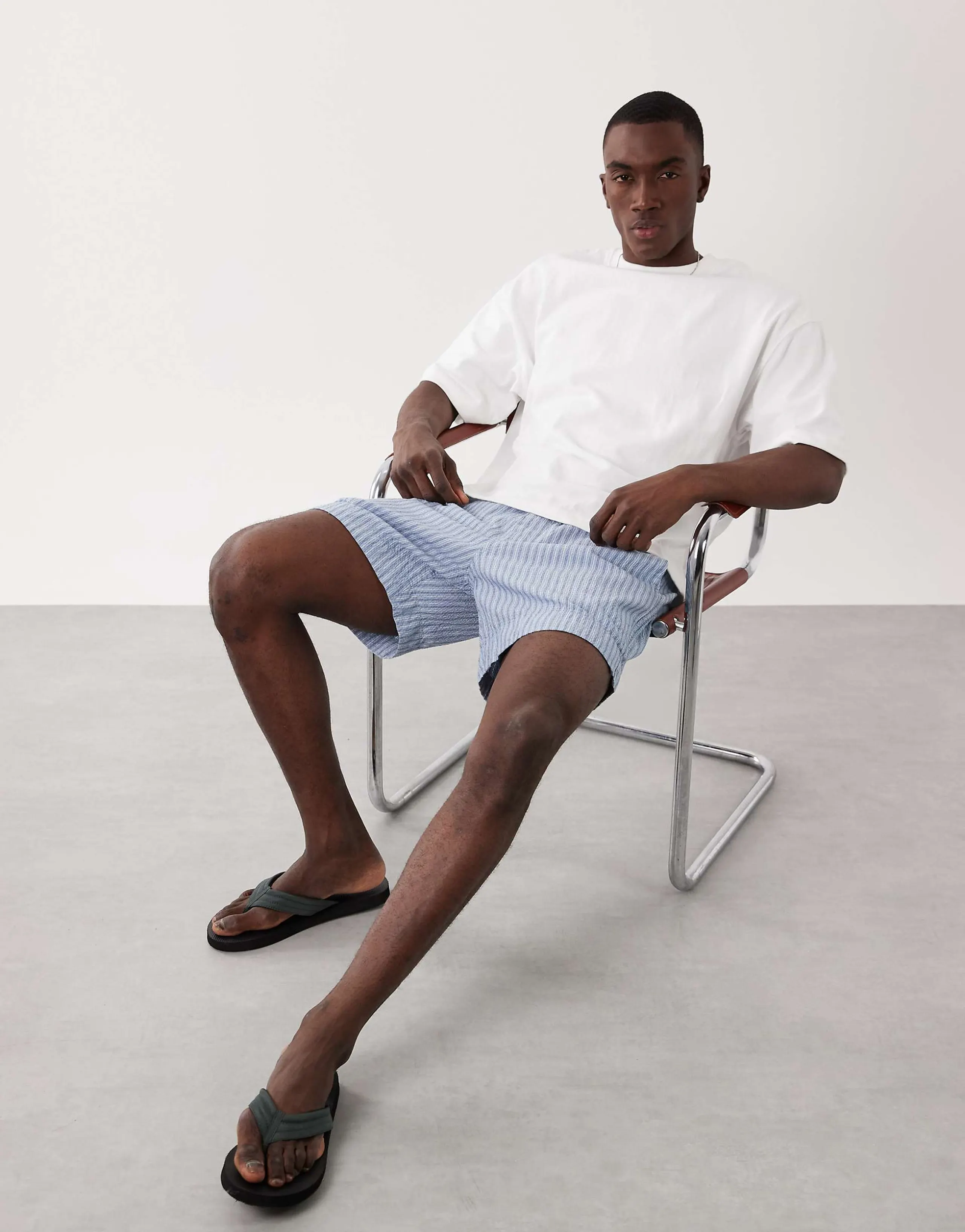 Abercrombie & Fitch 6inch pull on shorts in blue stripes