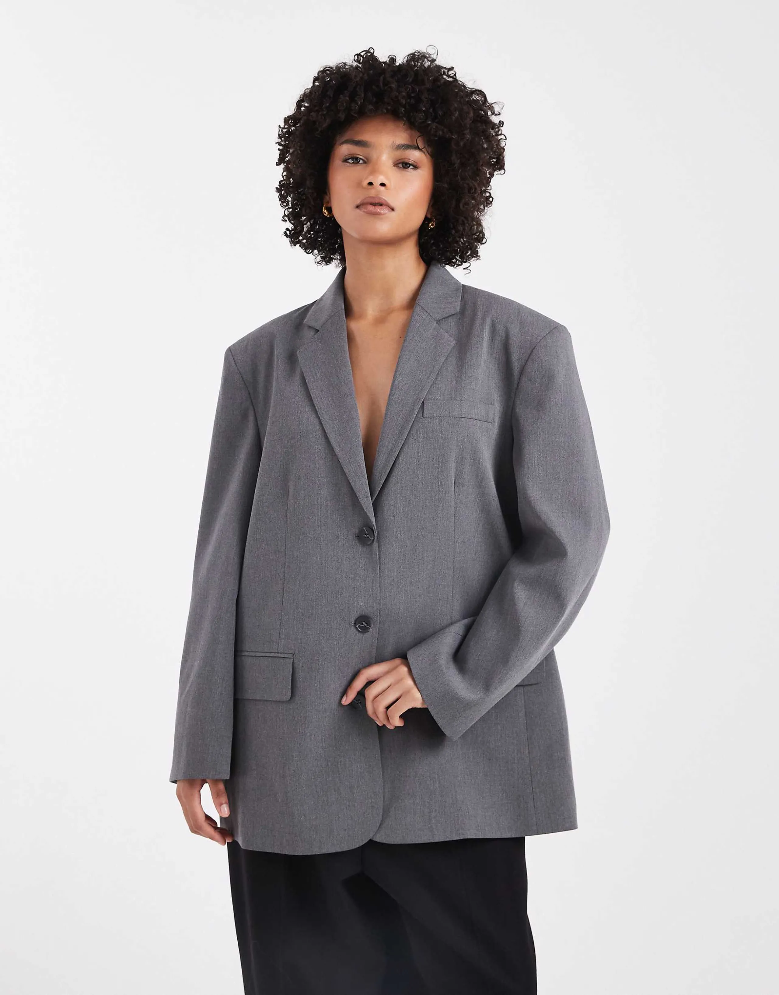 ASOS DESIGN wrap back blazer in charcoal
