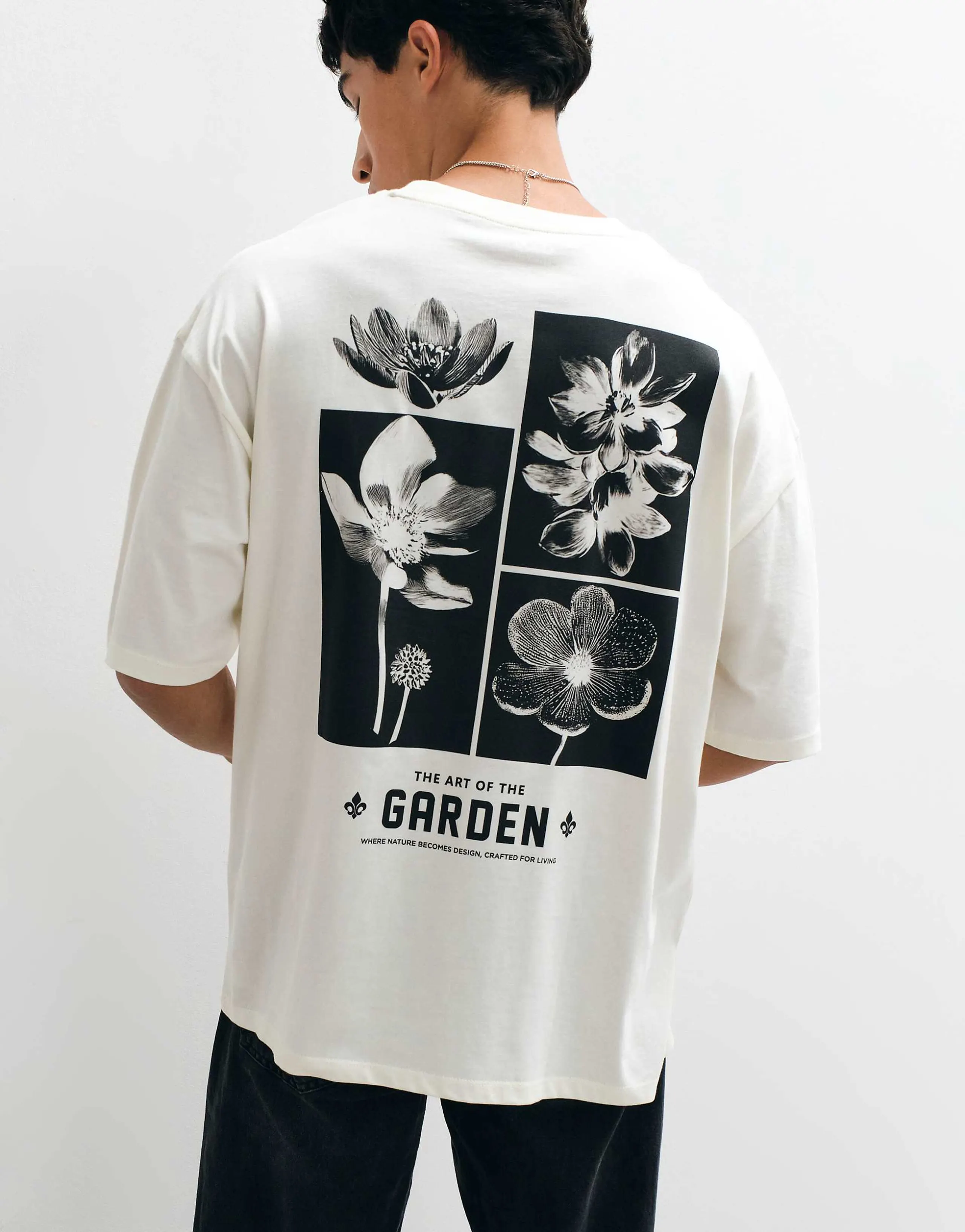 ASOS DESIGN oversized T-shirt with floral graphic in beige