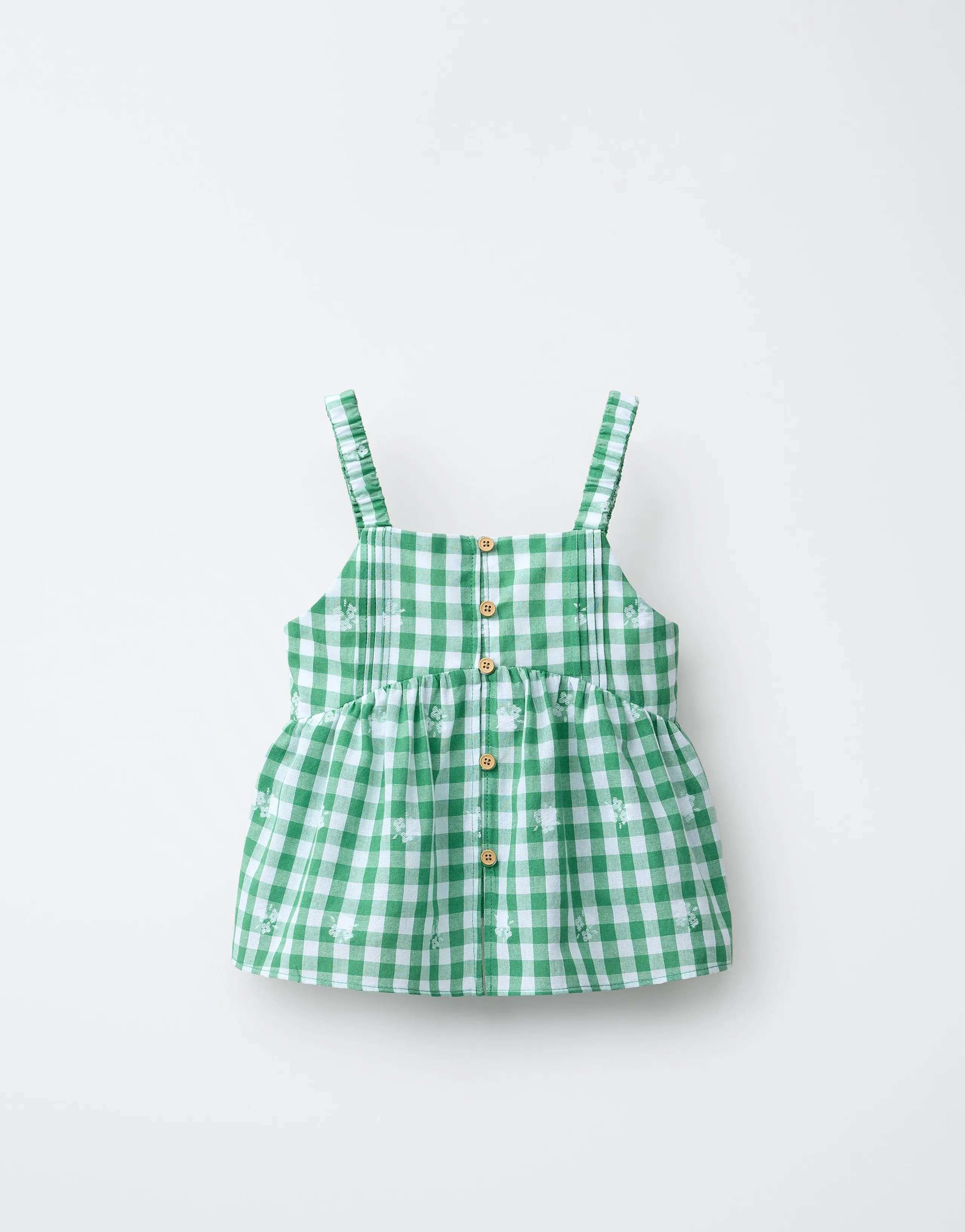 EMBROIDERED GINGHAM TOP