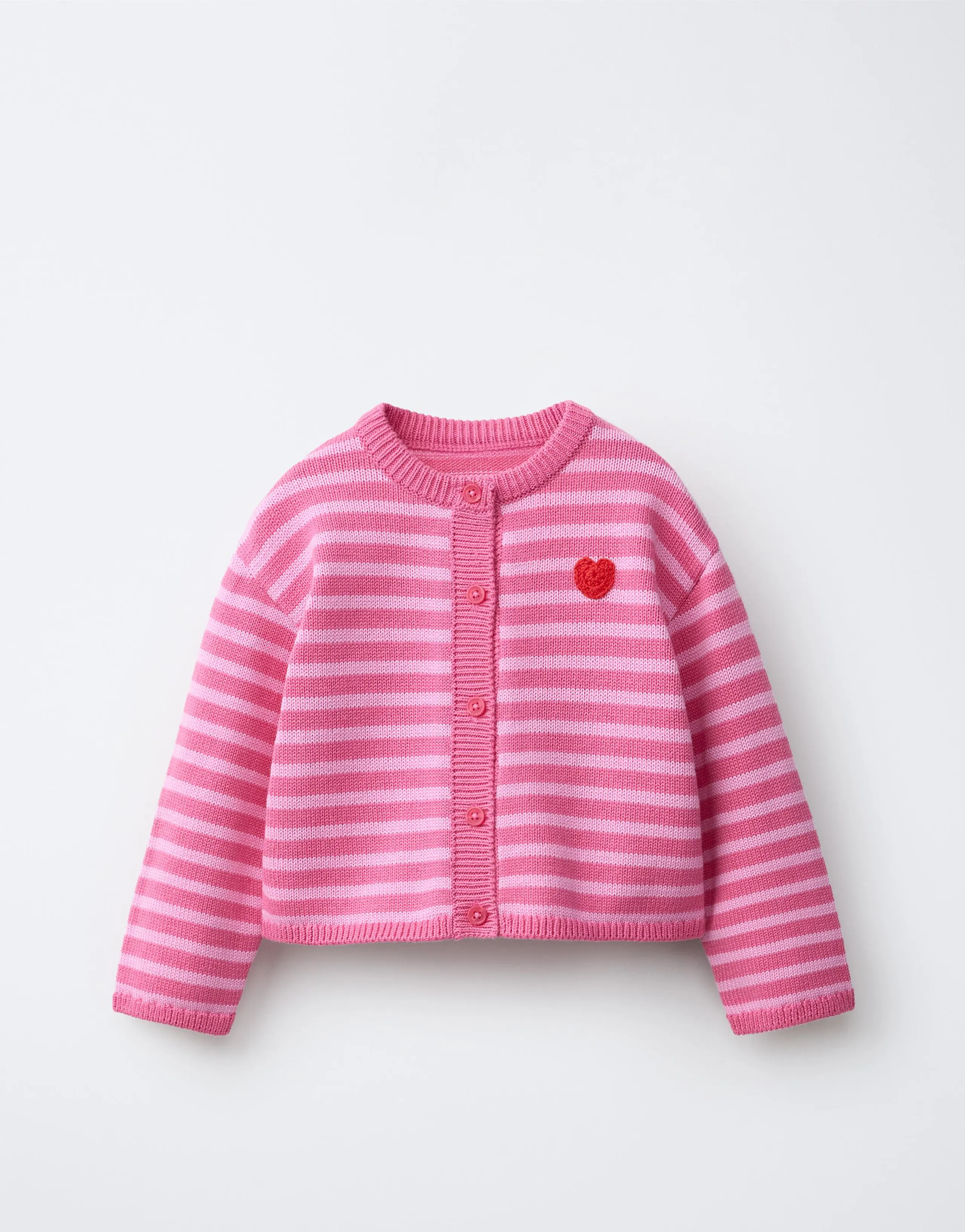 STRIPED HEART KNIT CARDIGAN
