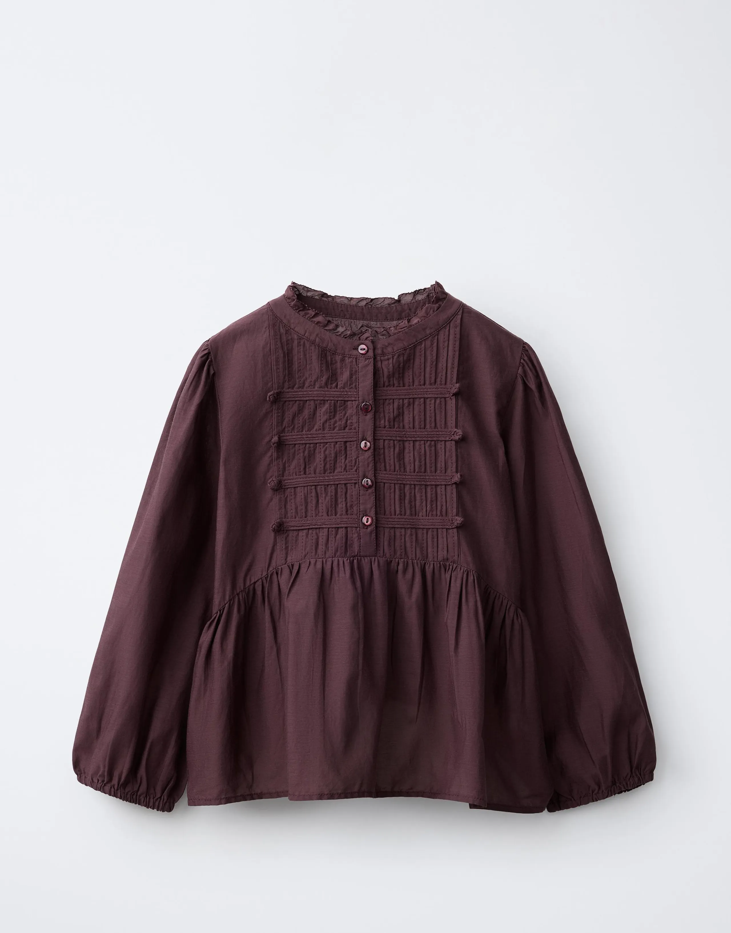 SHIRT WITH PINTUCKS AND FROG FASTENING