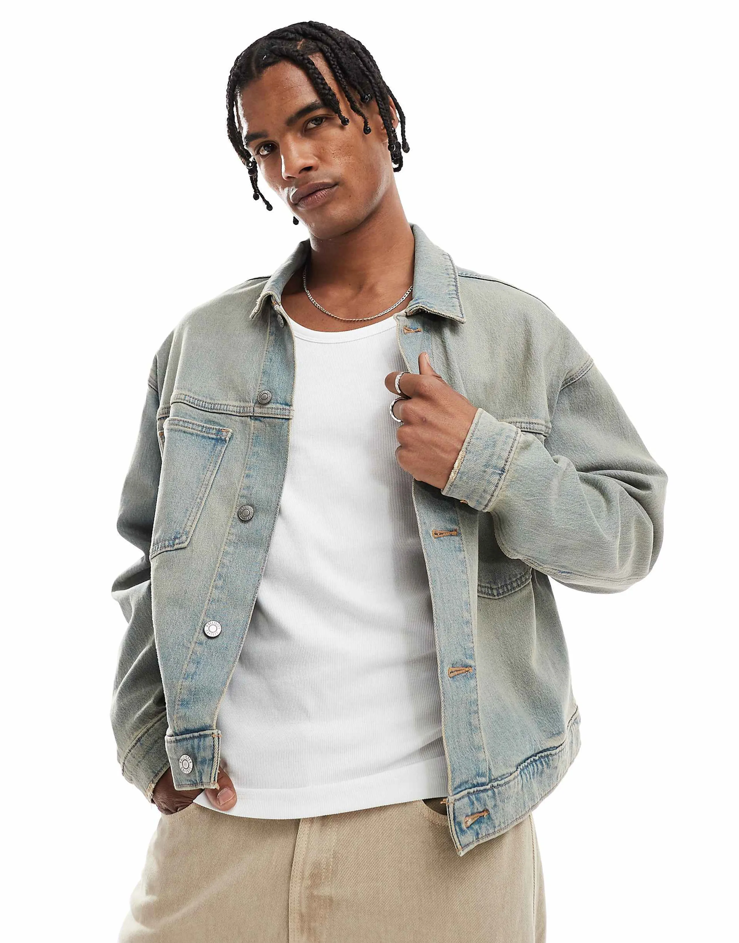 Hollister boxy fit denim jacket in gray wash