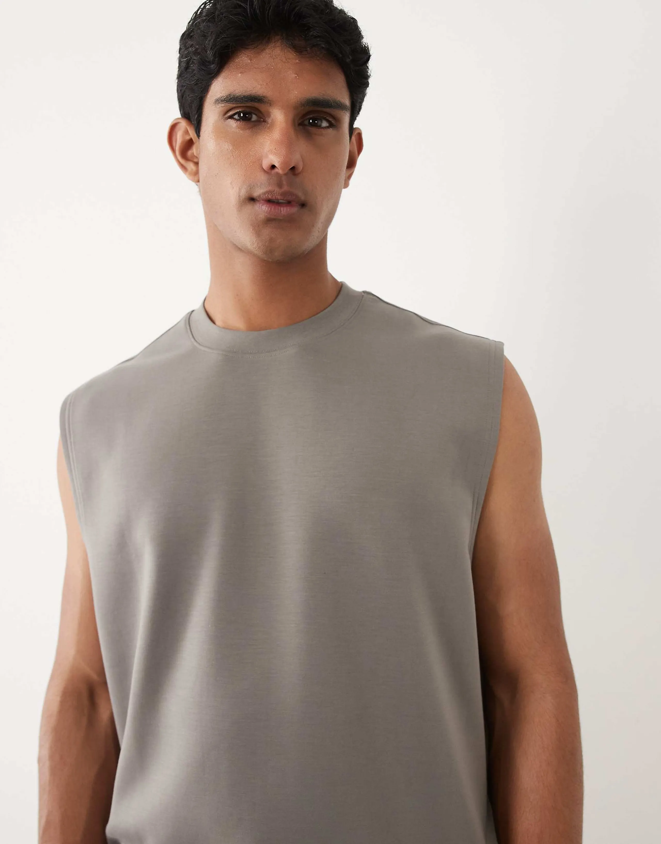 ASOS DESIGN luxe interlock oversized tank in charcoal