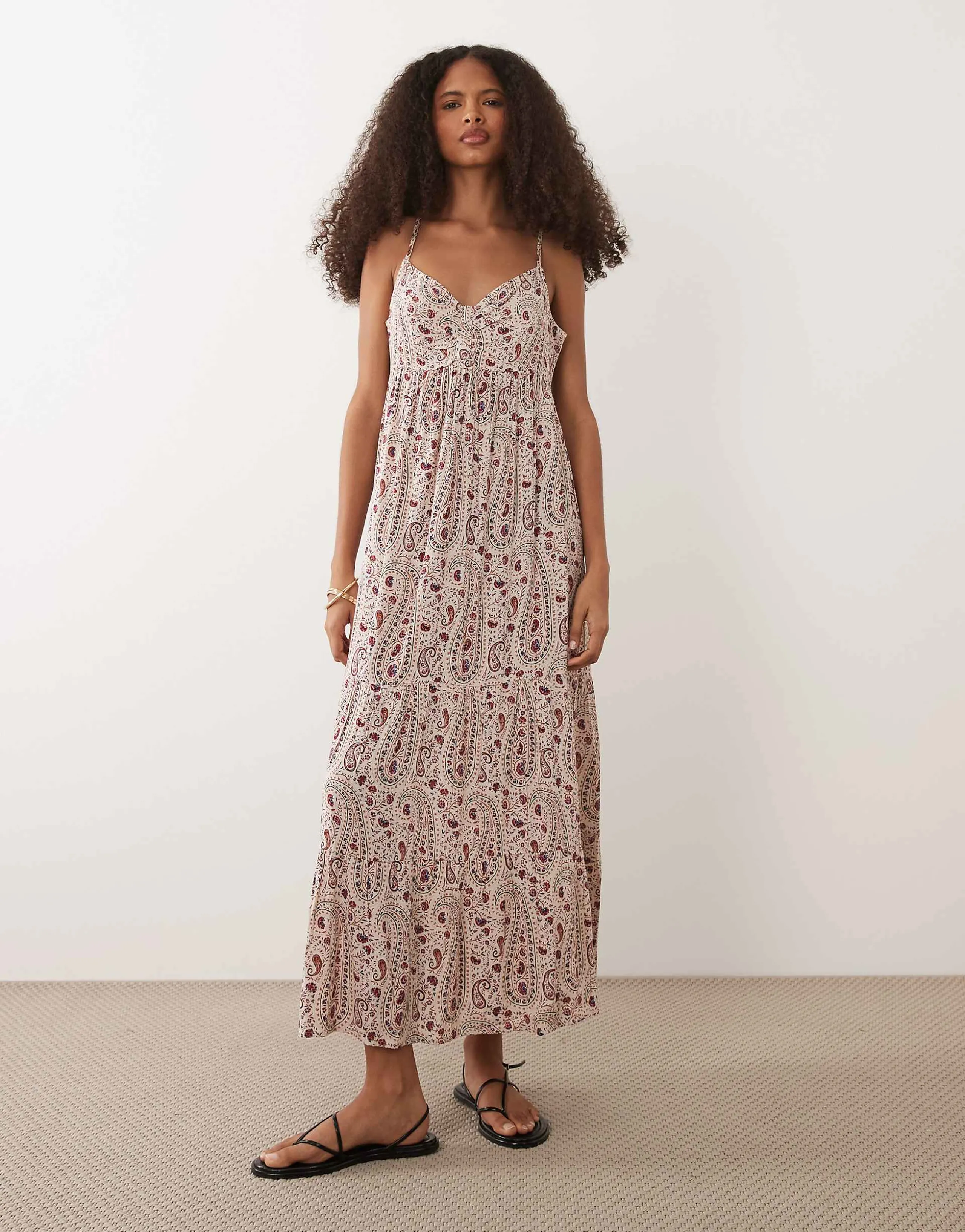 JDY cami maxi dress in red paisley print