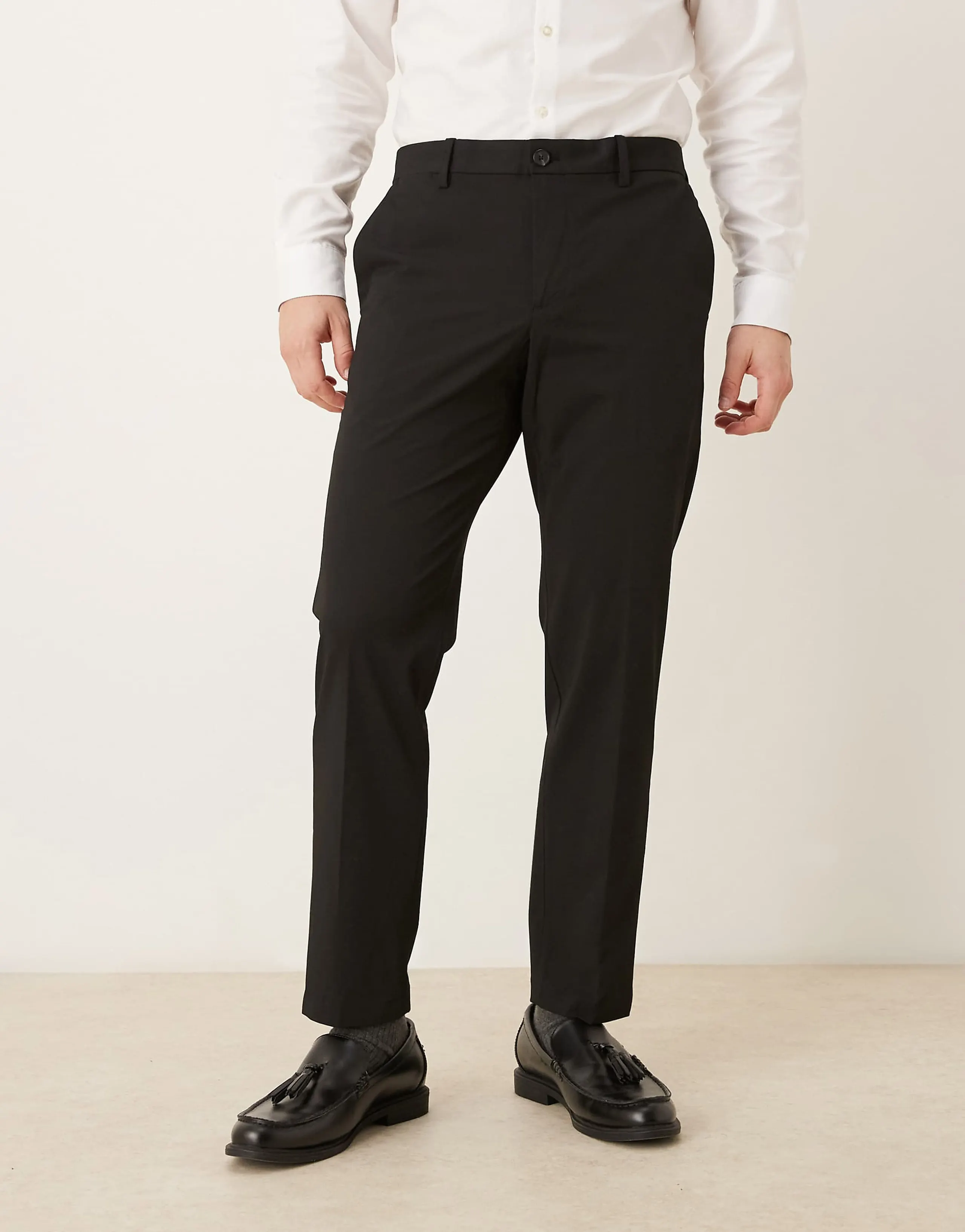 Mango Bologna cotton mix tailored pants in black