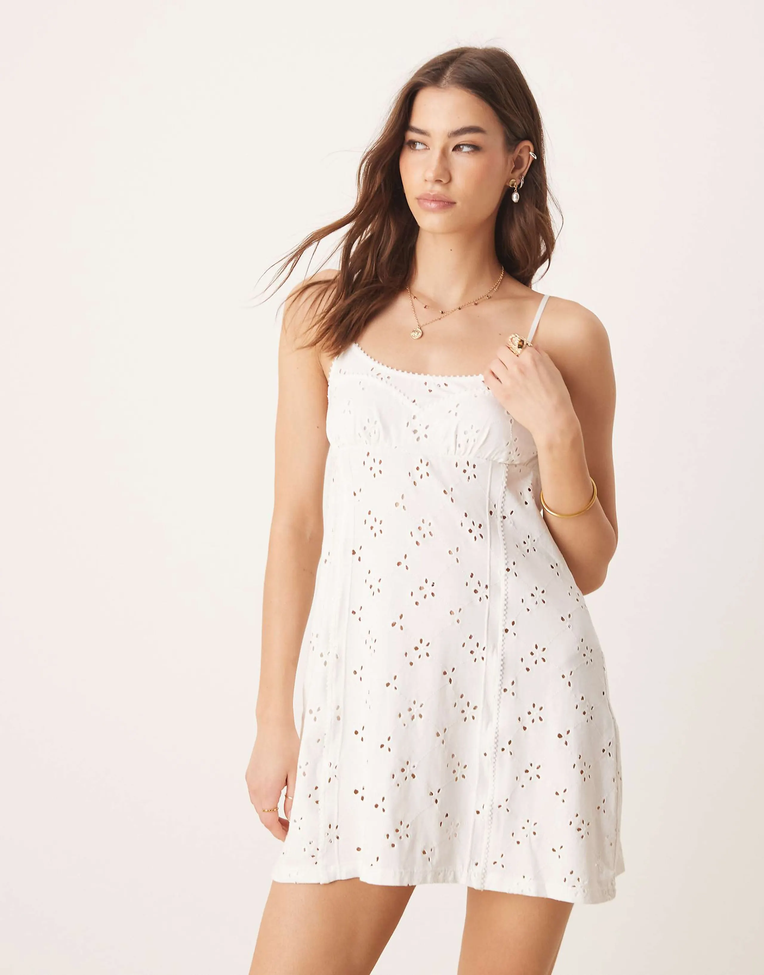 Free People Intimately FP full bloom pointelle mini slip dress in ivory