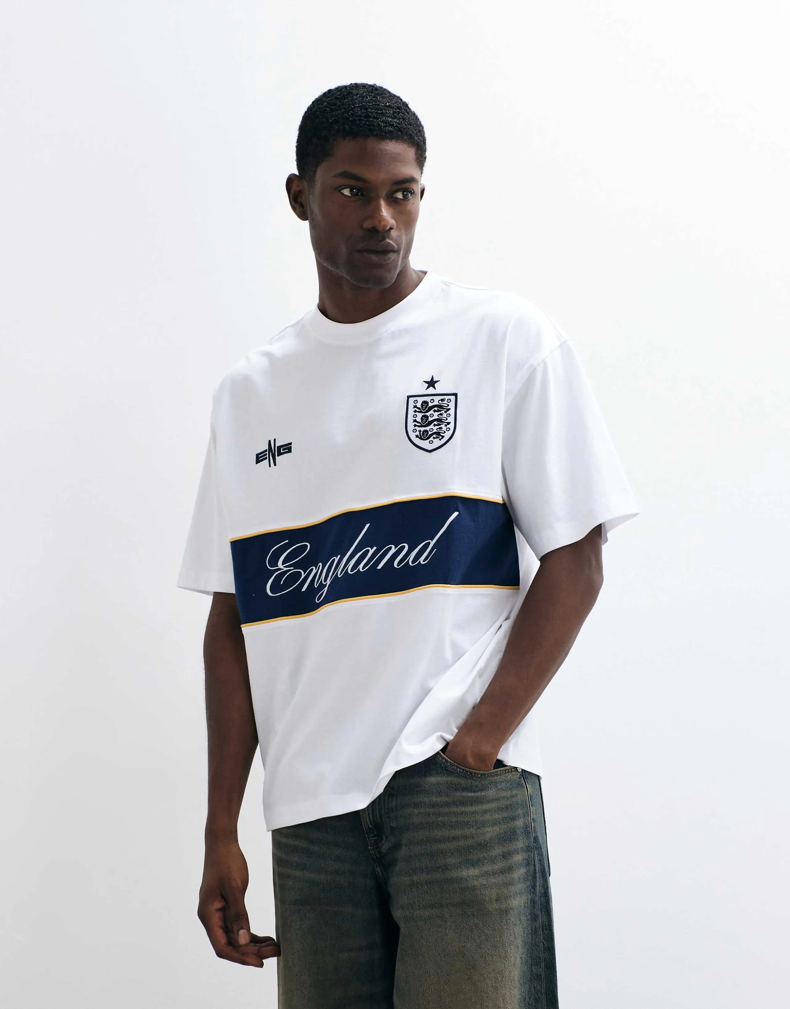 ASOS DESIGN oversized tee with FA World cup England print in White