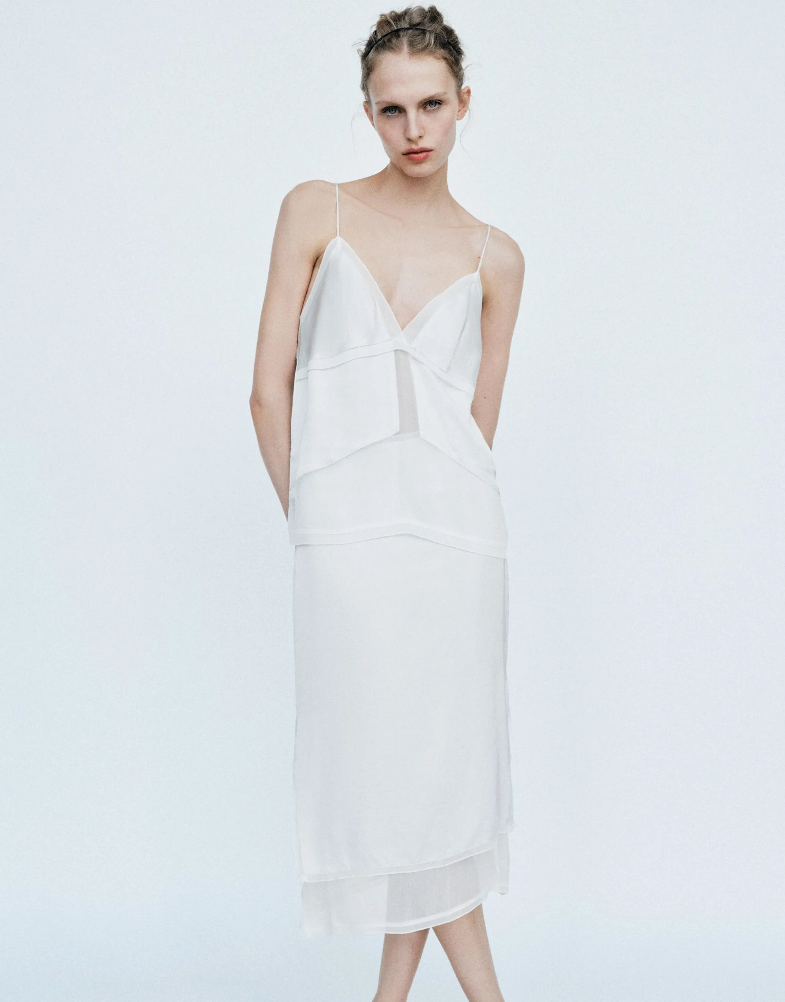 COMBINED SATIN MIDI SKIRT
