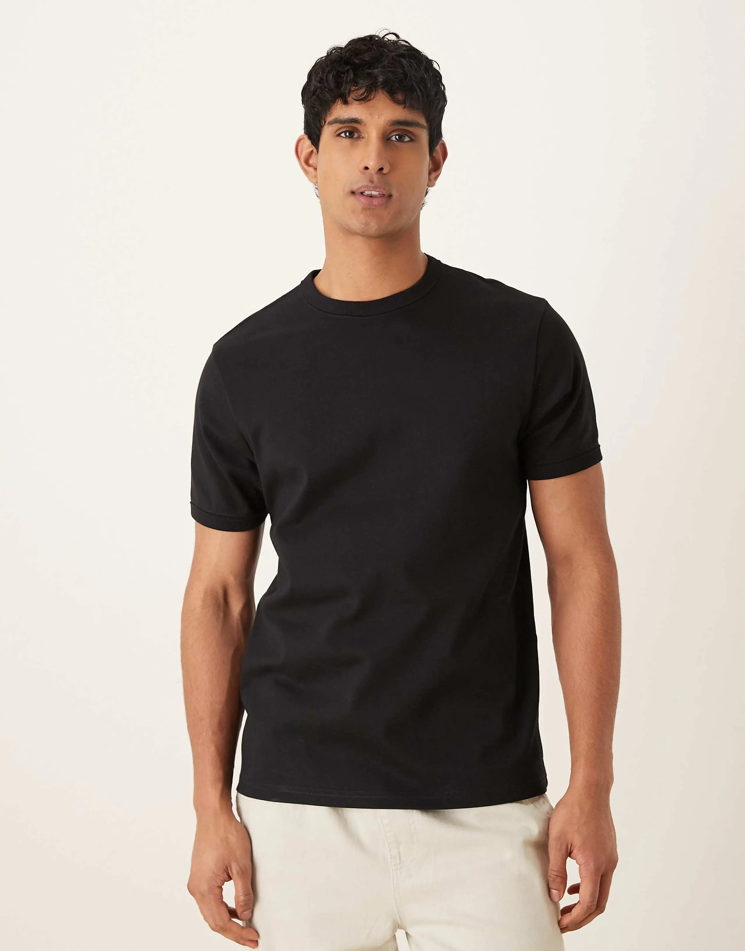 ASOS DESIGN premium interlock regular fit T-shirt in black