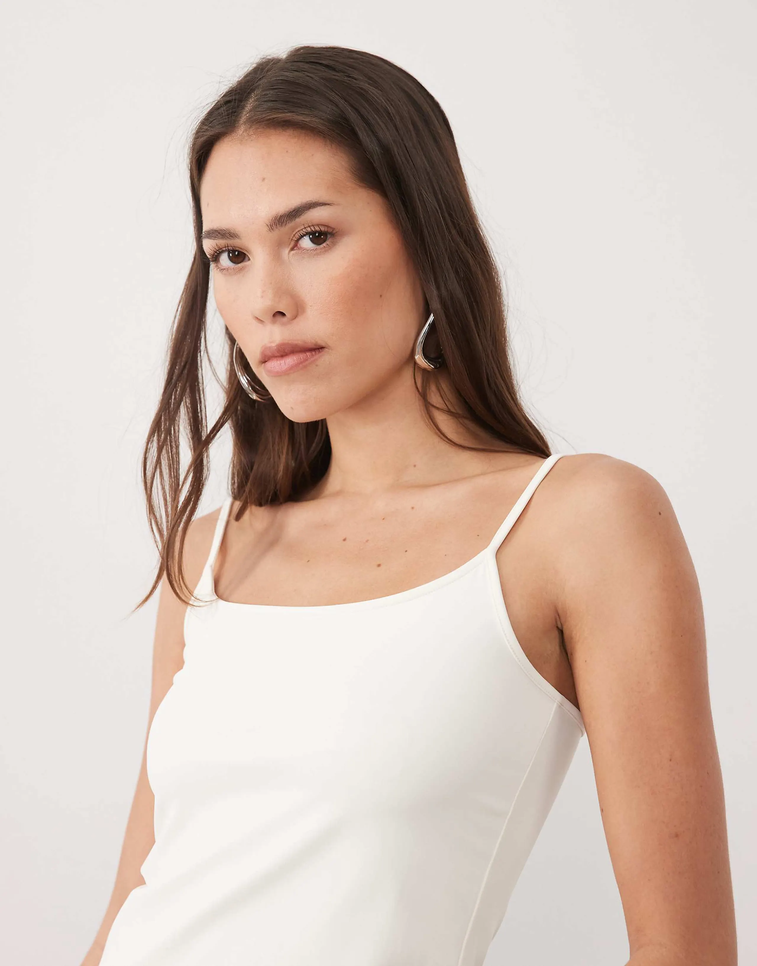 Mango strappy cami top in white