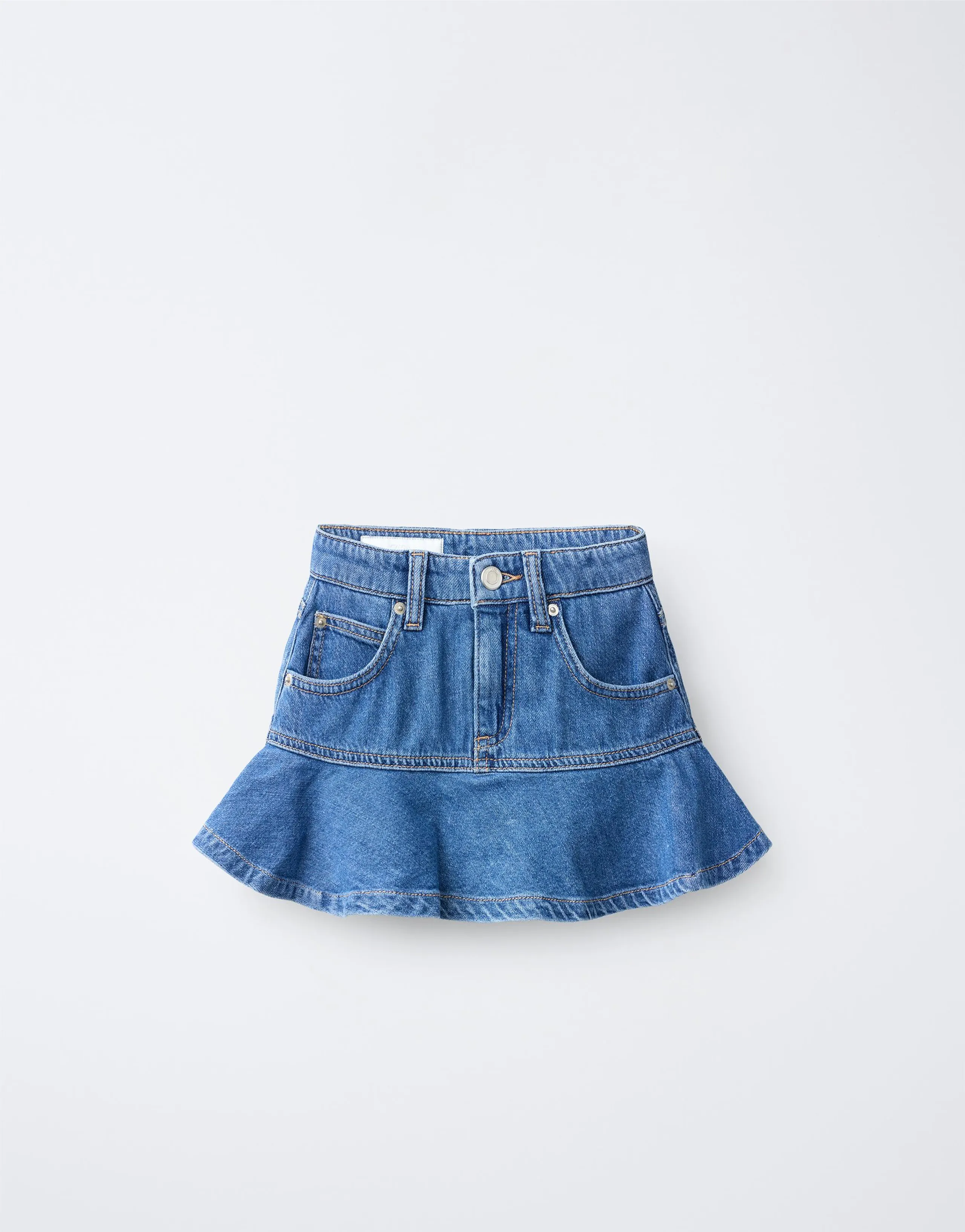 RUFFLED DENIM SKIRT