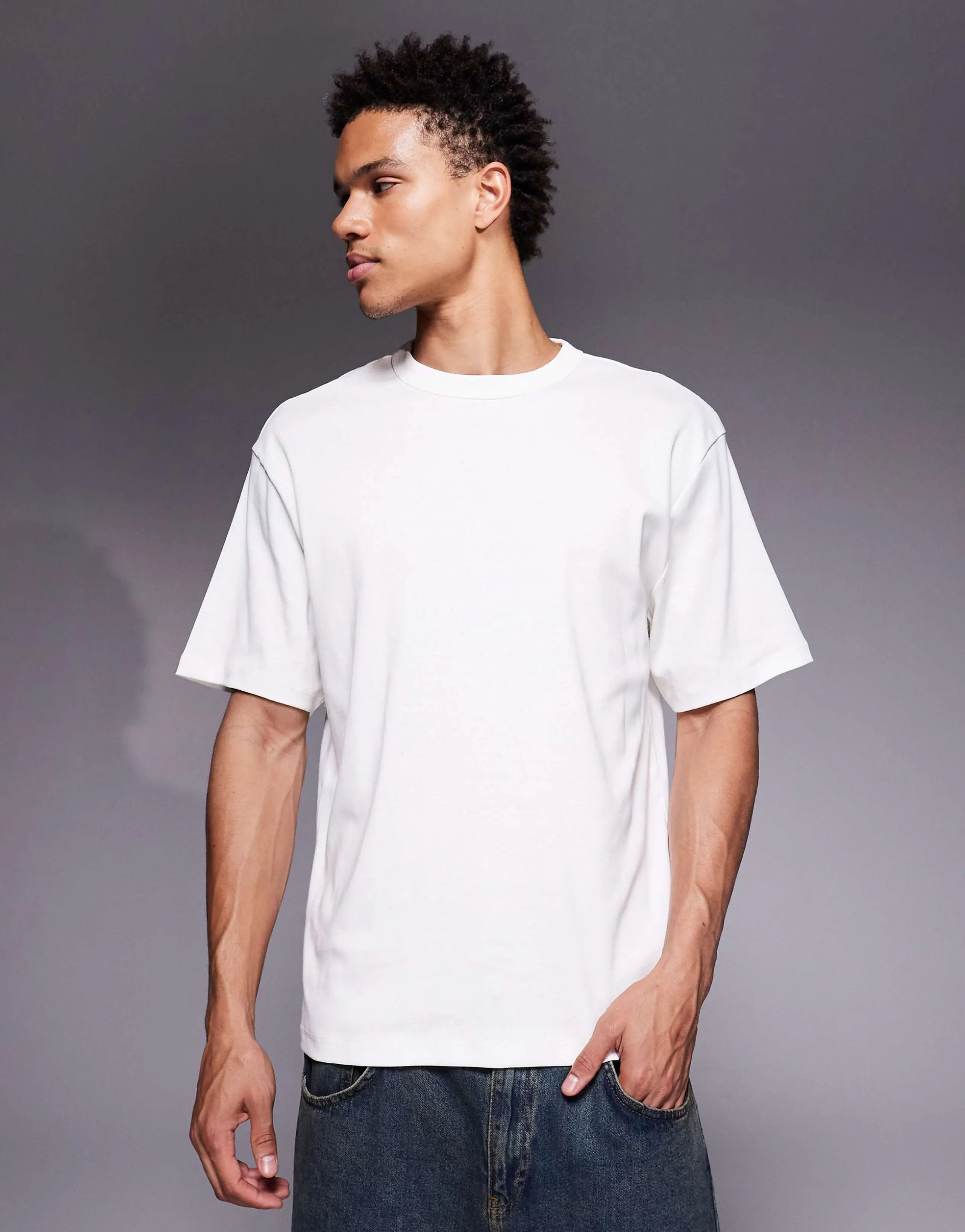 River Island regular fit clean essential T-shirt in cream
