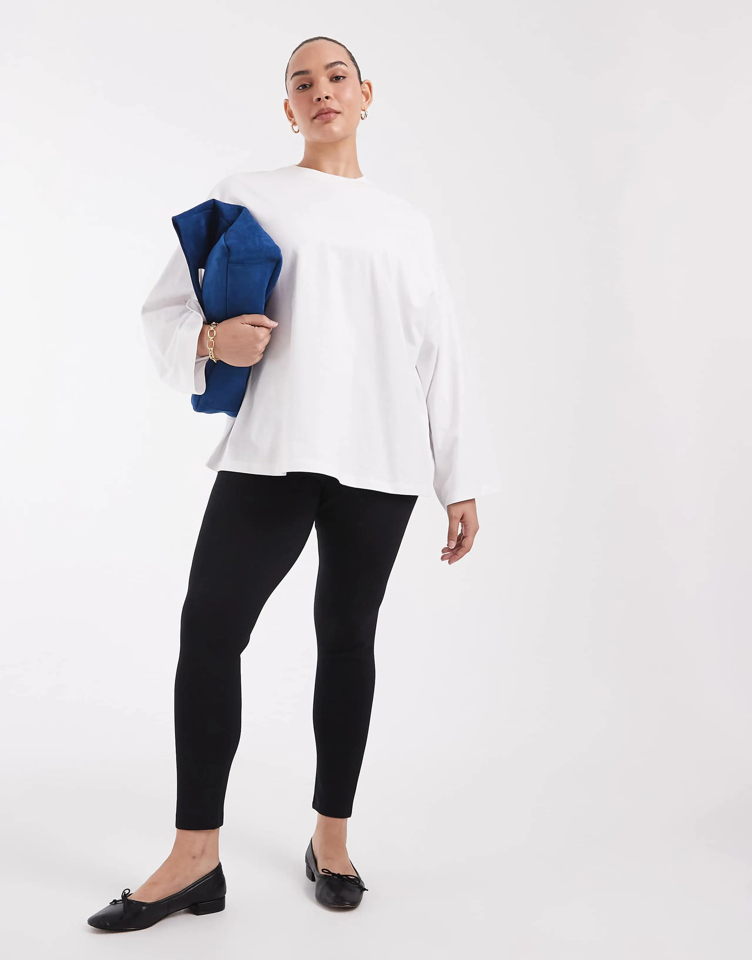 ASOS DESIGN Curve interlock leggings in black