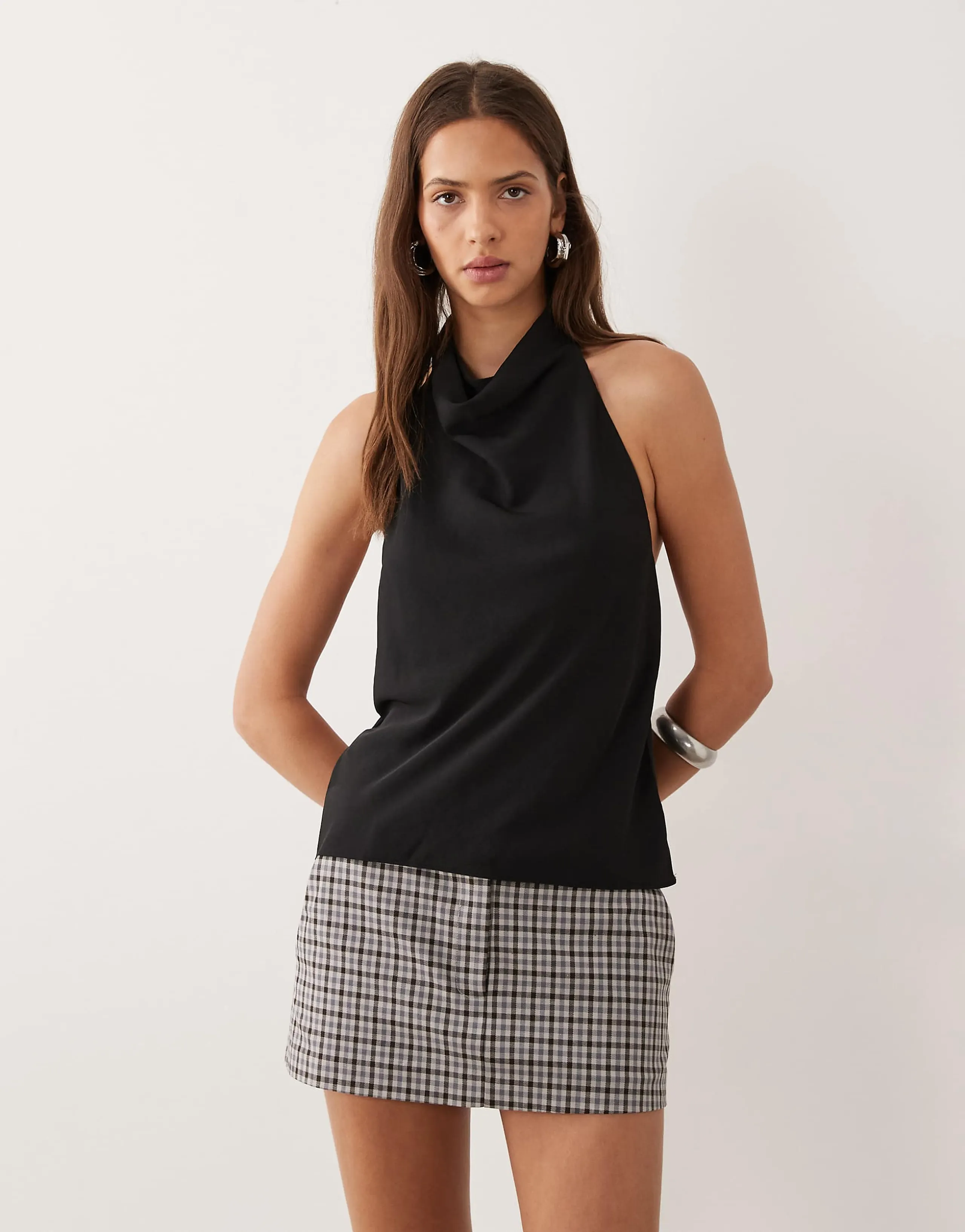 Mango cowl neck sleeveless top in black