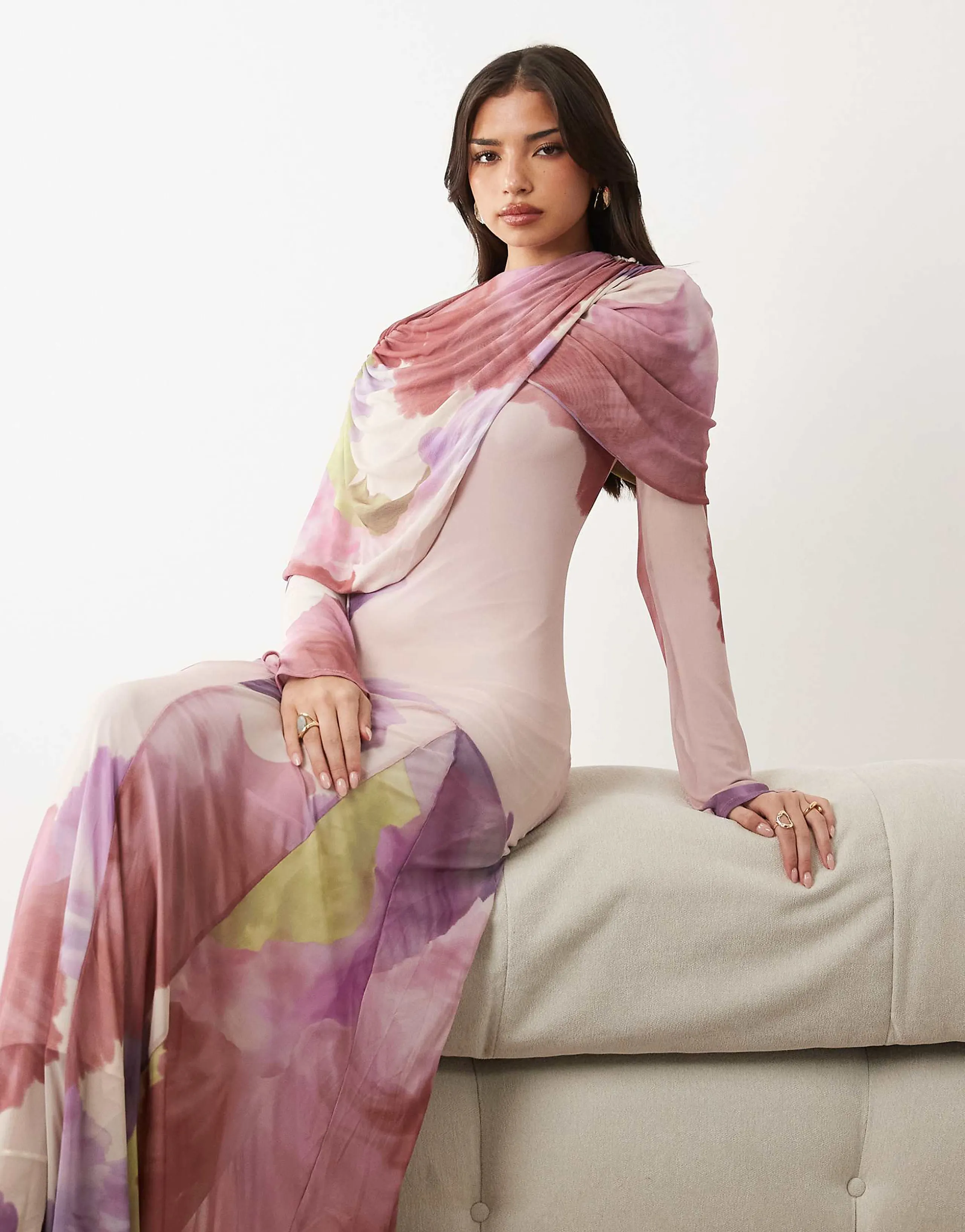 ASOS DESIGN long sleeve maxi dress in floral print