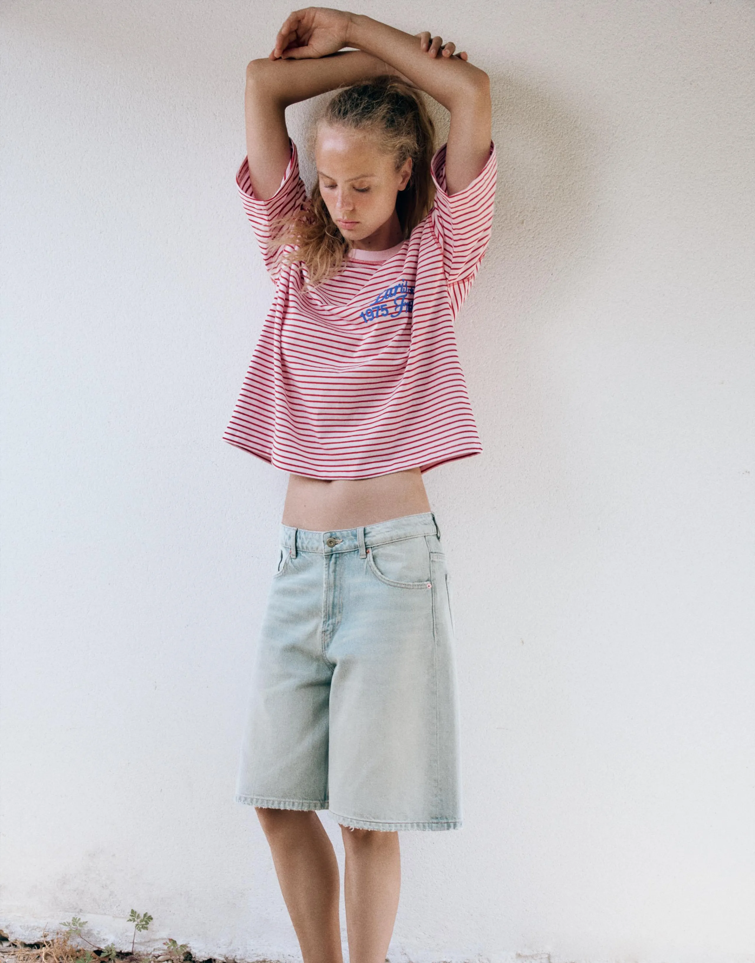 STRIPED TEXT OVERSIZE T-SHIRT