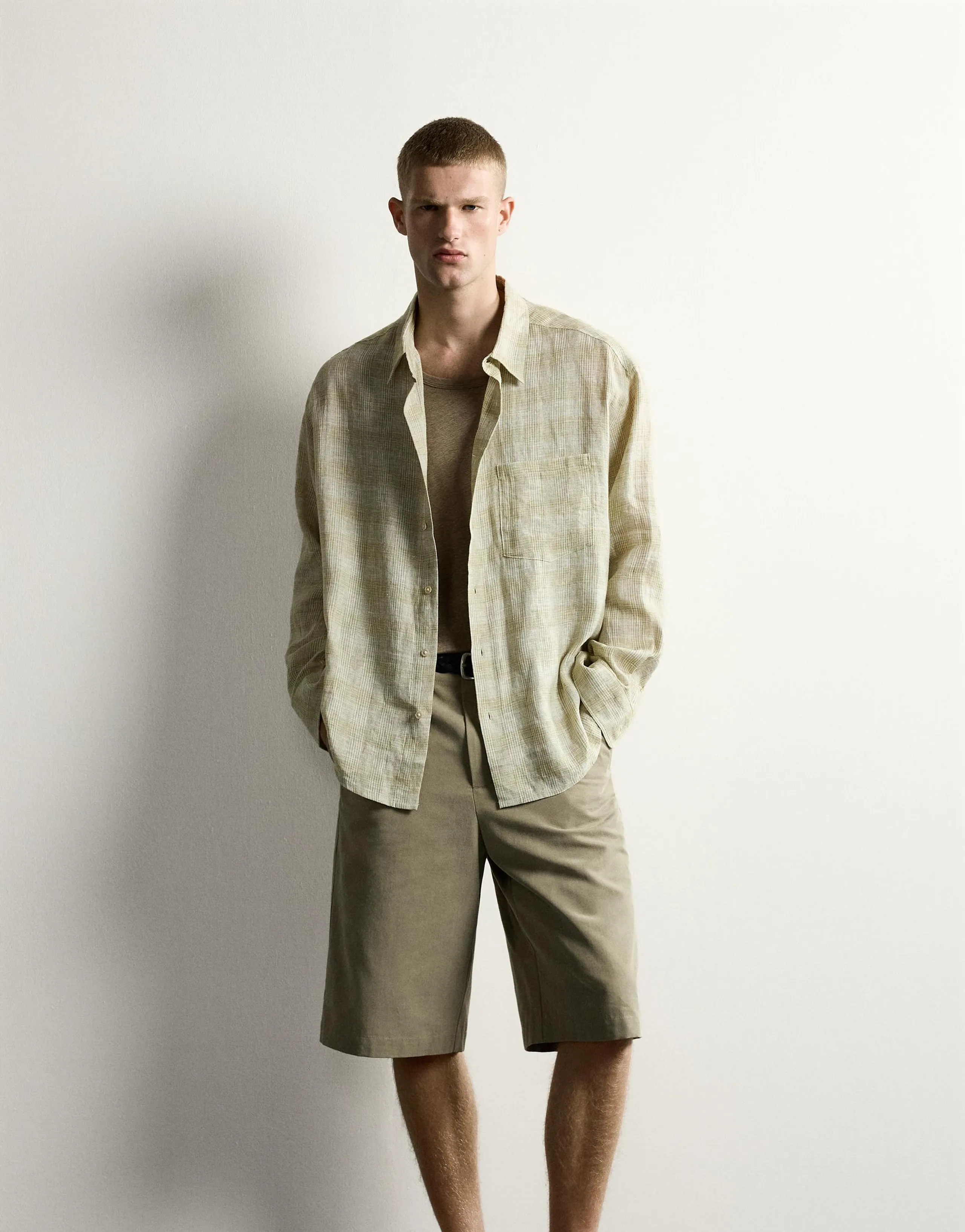 100% LINEN RELAXED FIT CHECKED SHIRT