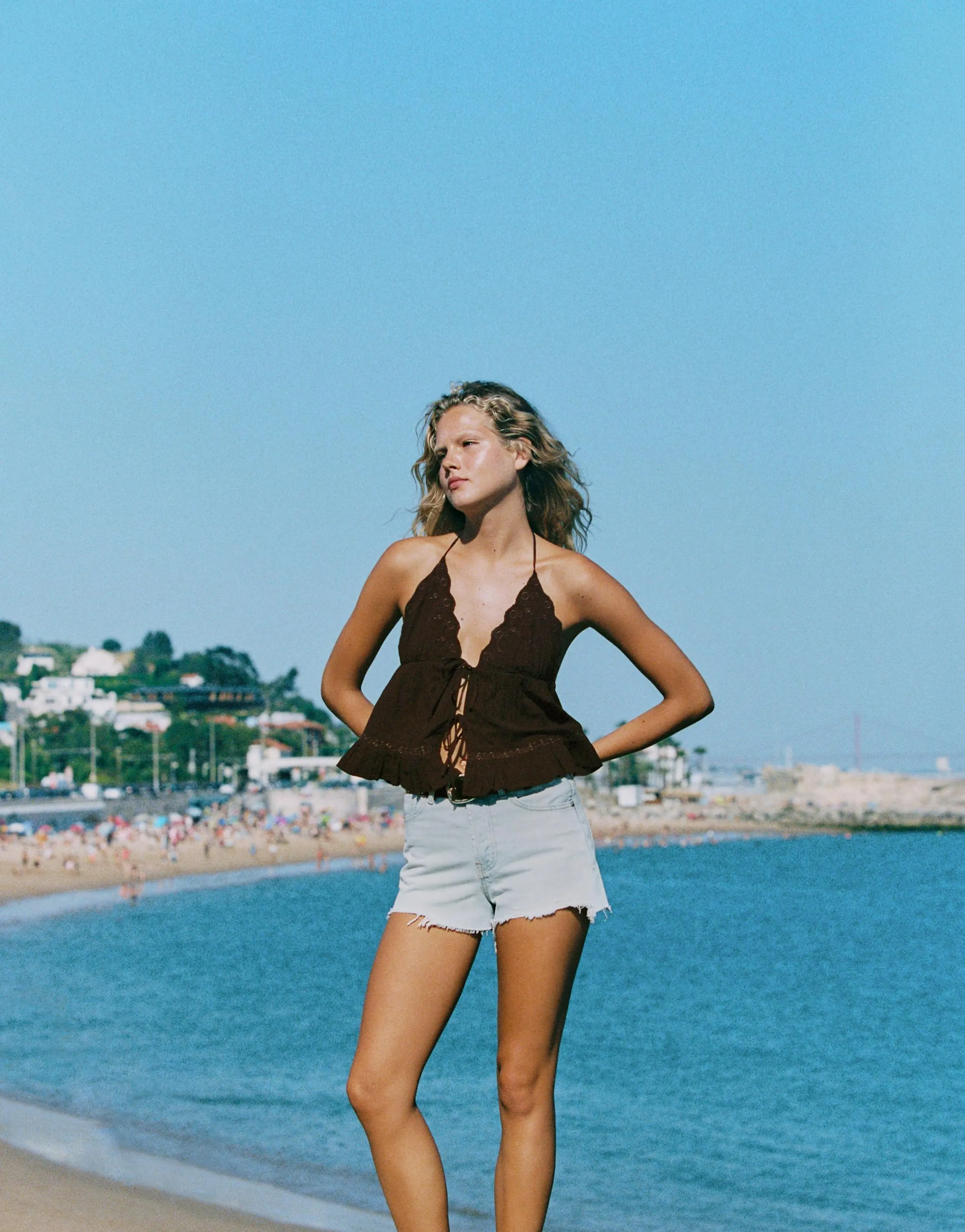 TRF MID-RISE RIPPED DENIM SHORTS