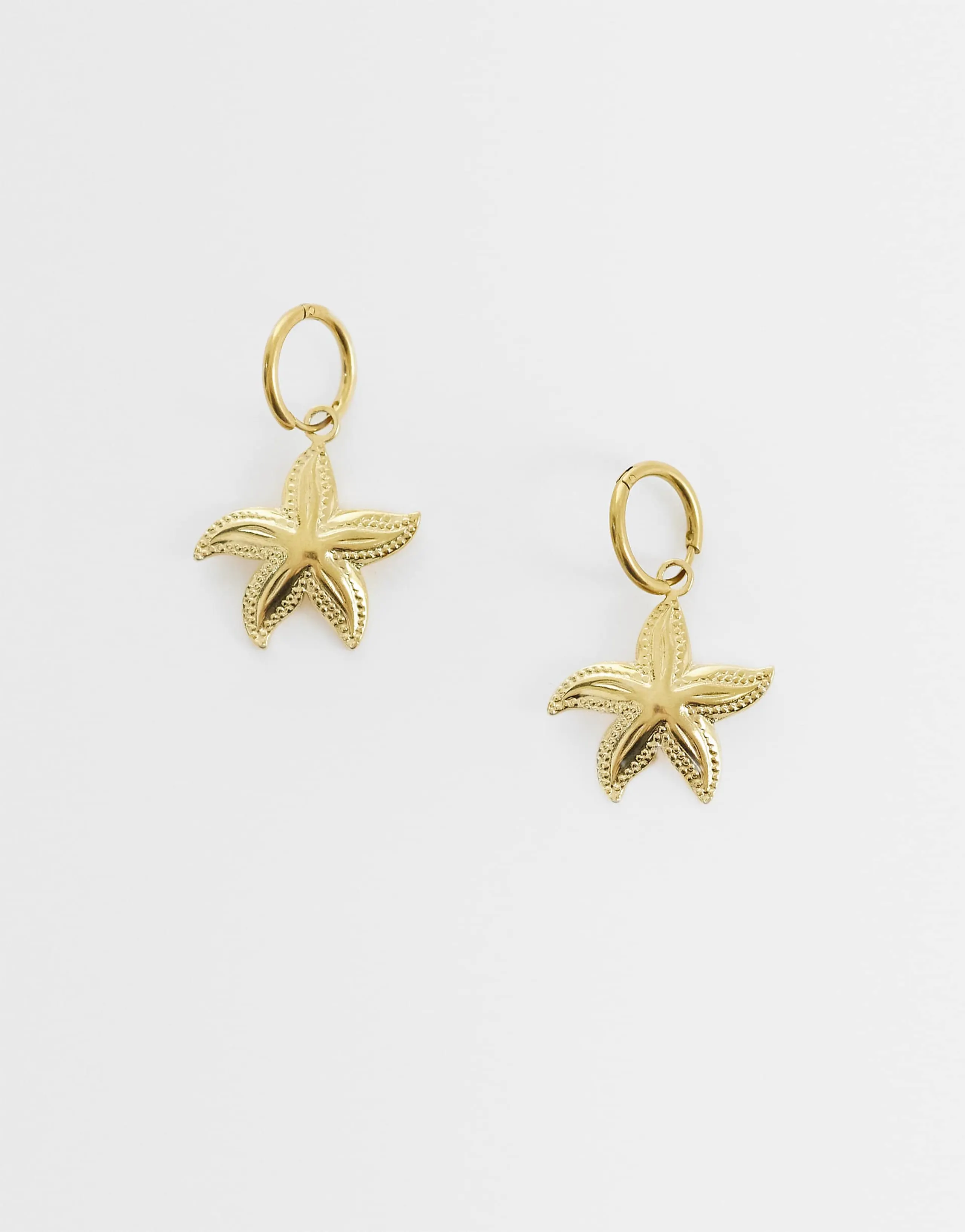 Lost Souls starfish drop earrings in 18kt gold plated stainless steel