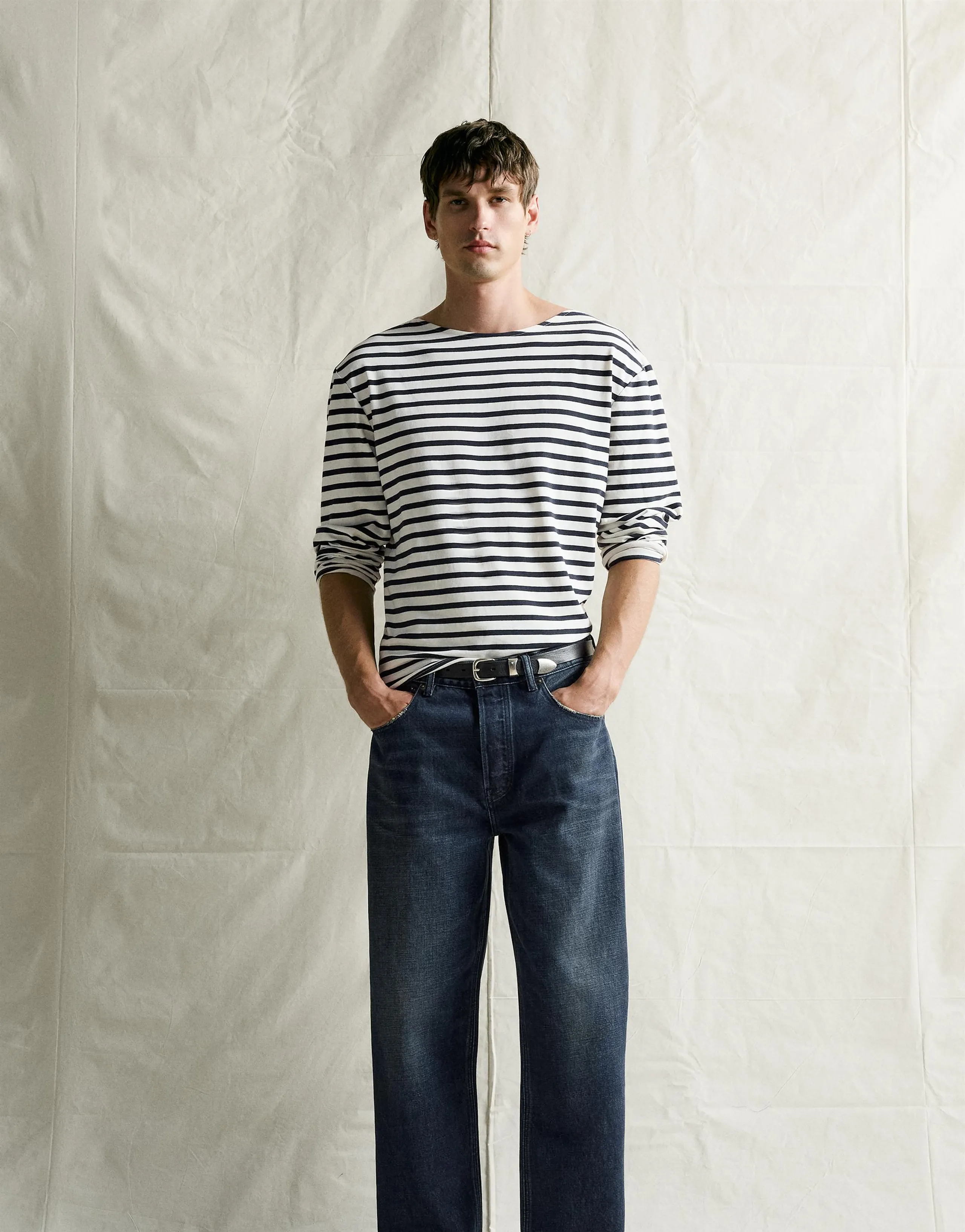 RELAXED FIT JACQUARD STRIPE T-SHIRT