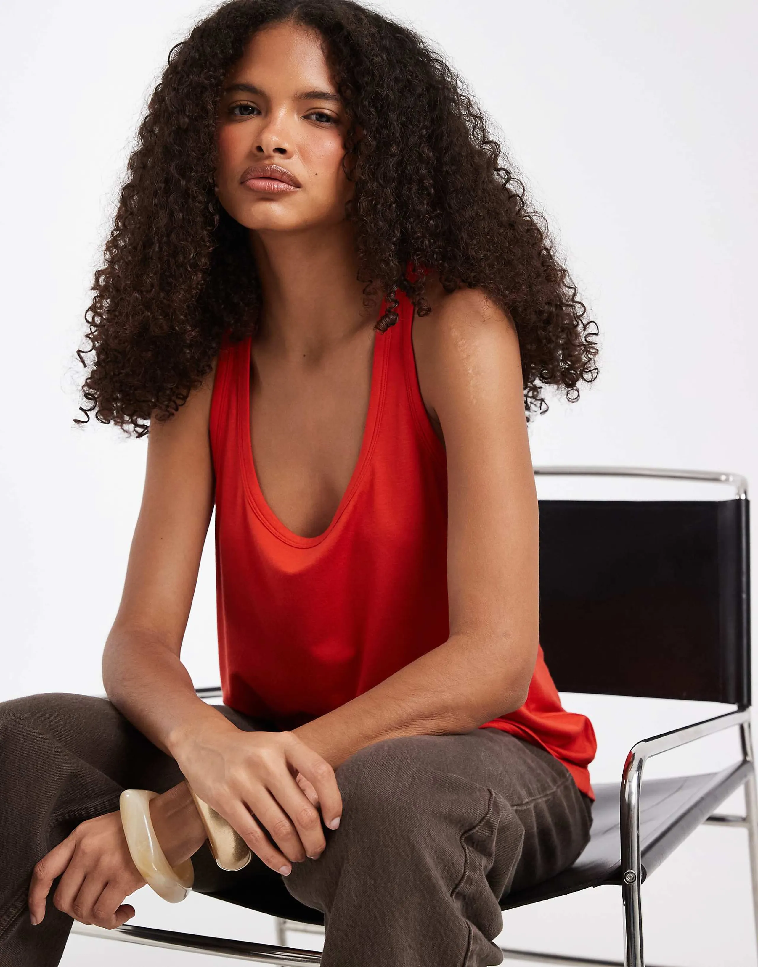 ASOS DESIGN breatheMAX™ lyocell slouchy scoop neck tank top in red