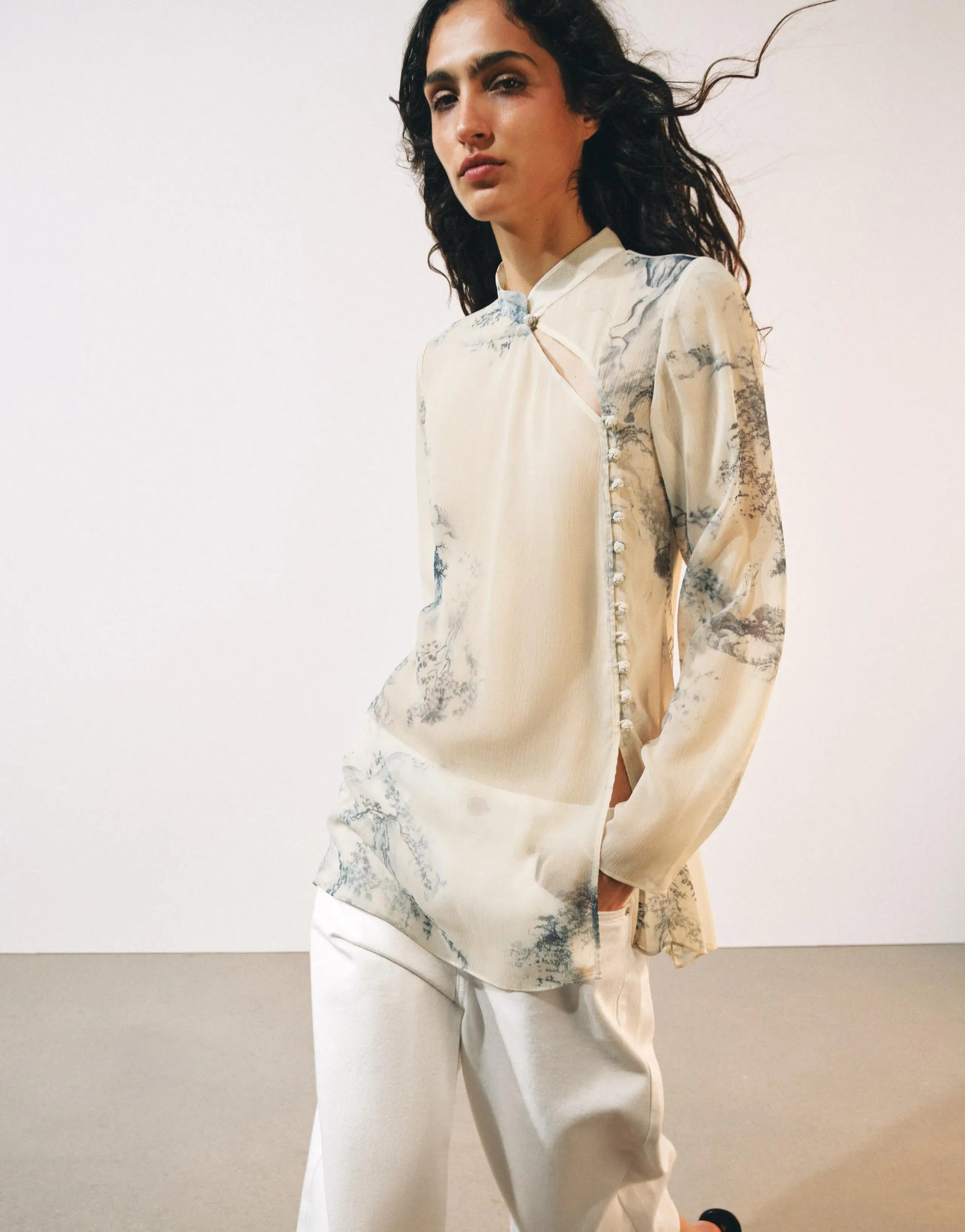 ZW COLLECTION PRINTED BUTTON-UP SHIRT