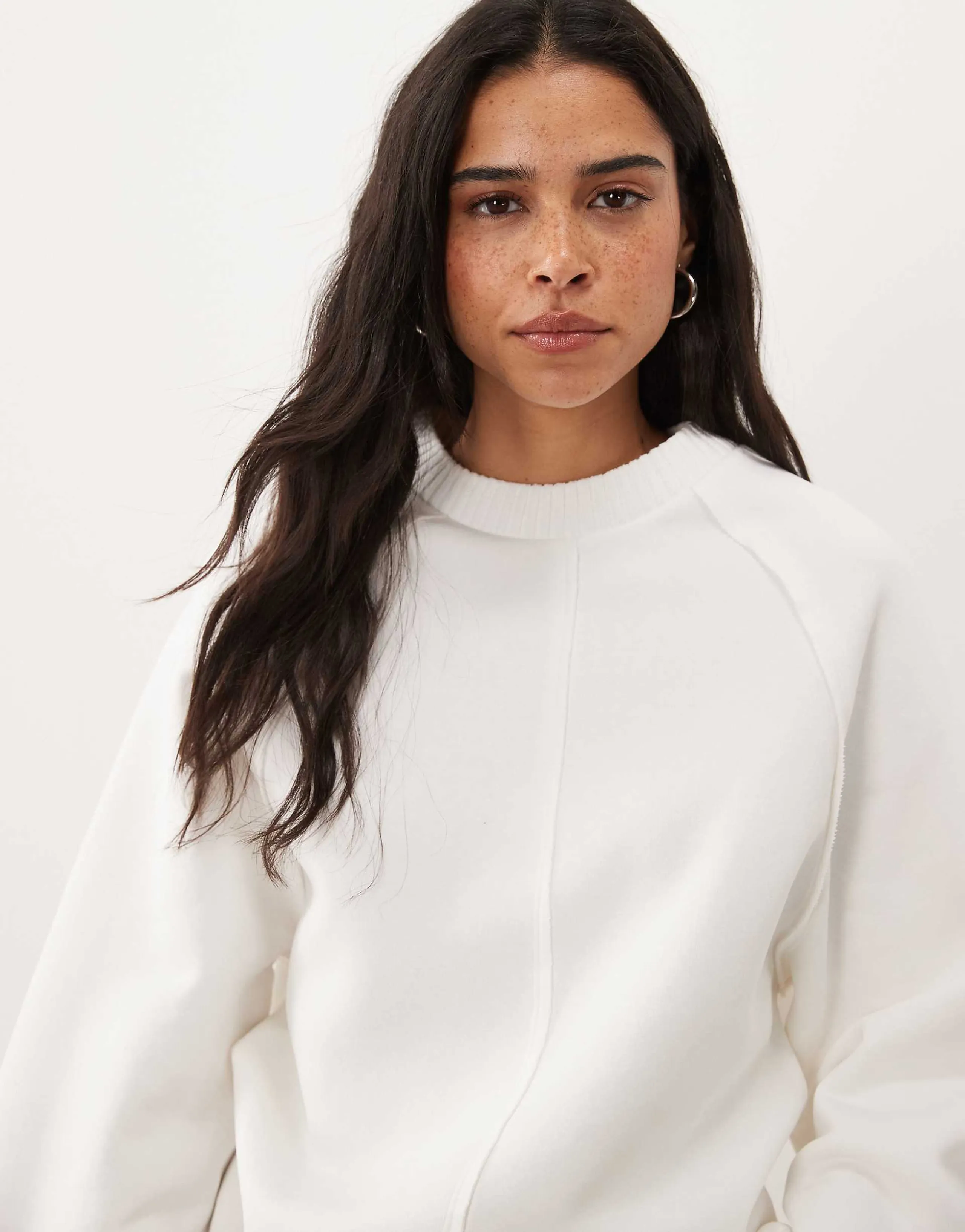 ASOS DESIGN knit neck and cuff sweatshirt in coconut milk