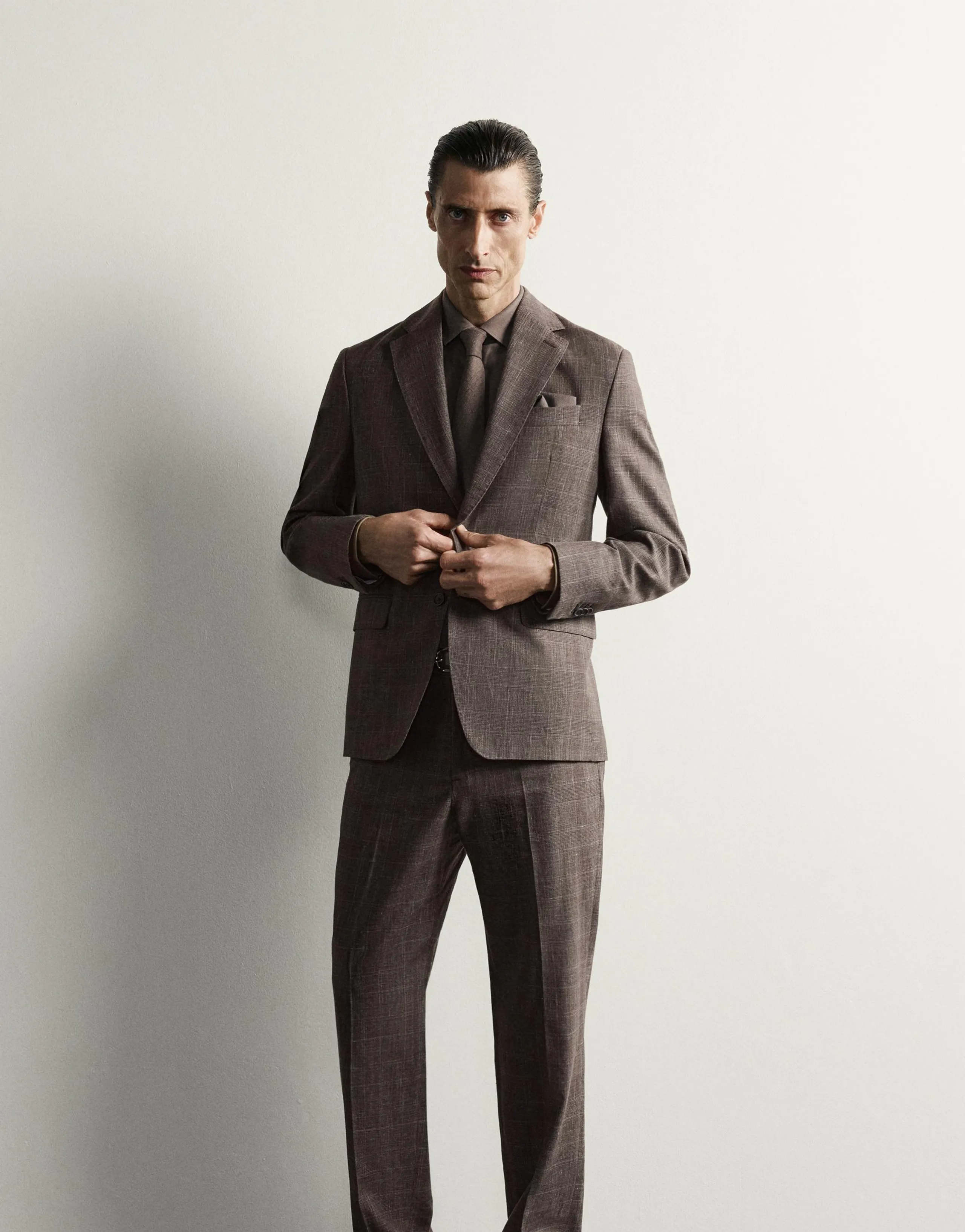CHECK LINEN/WOOL SUIT BLAZER