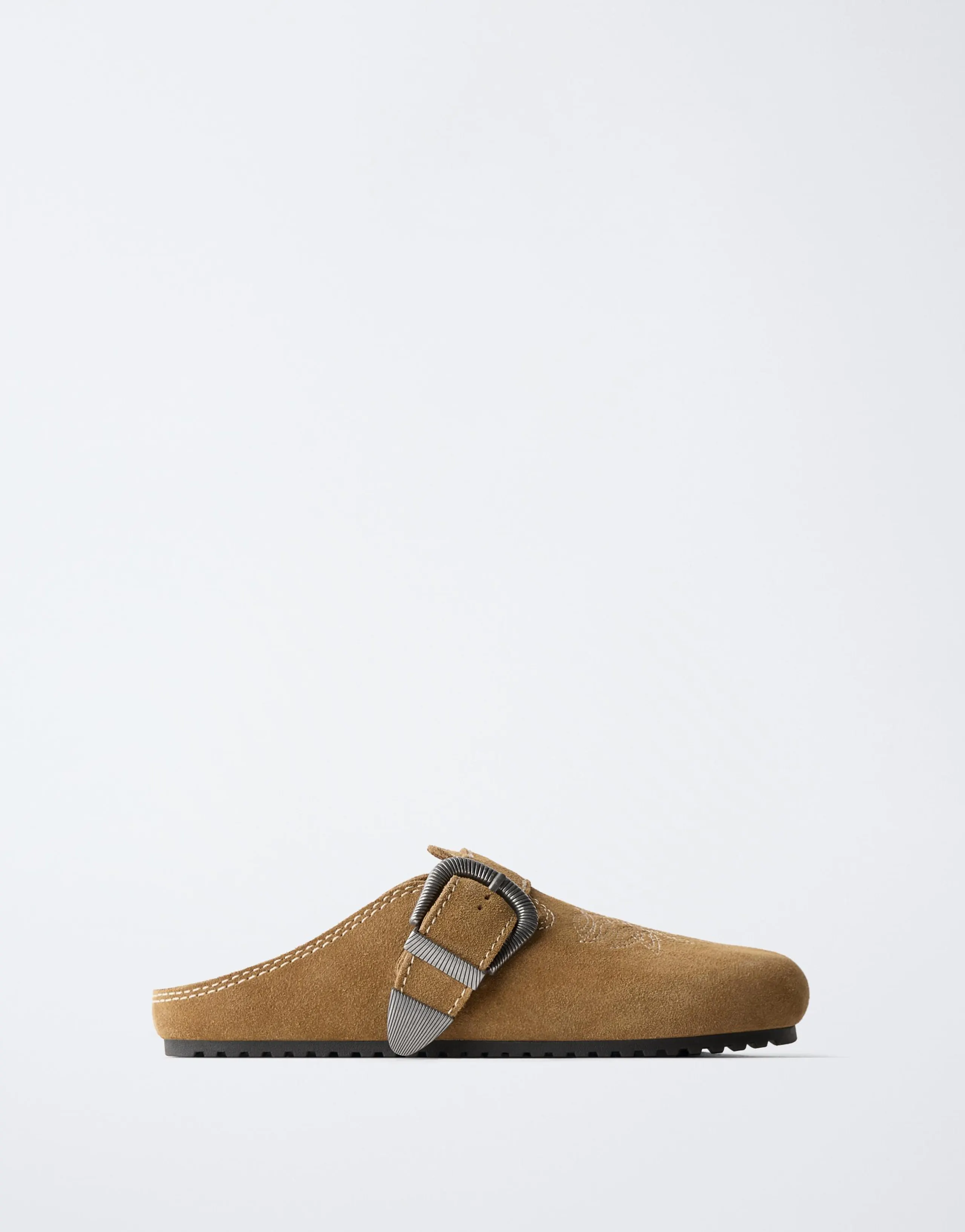 LEATHER BUCKLE CLOGS