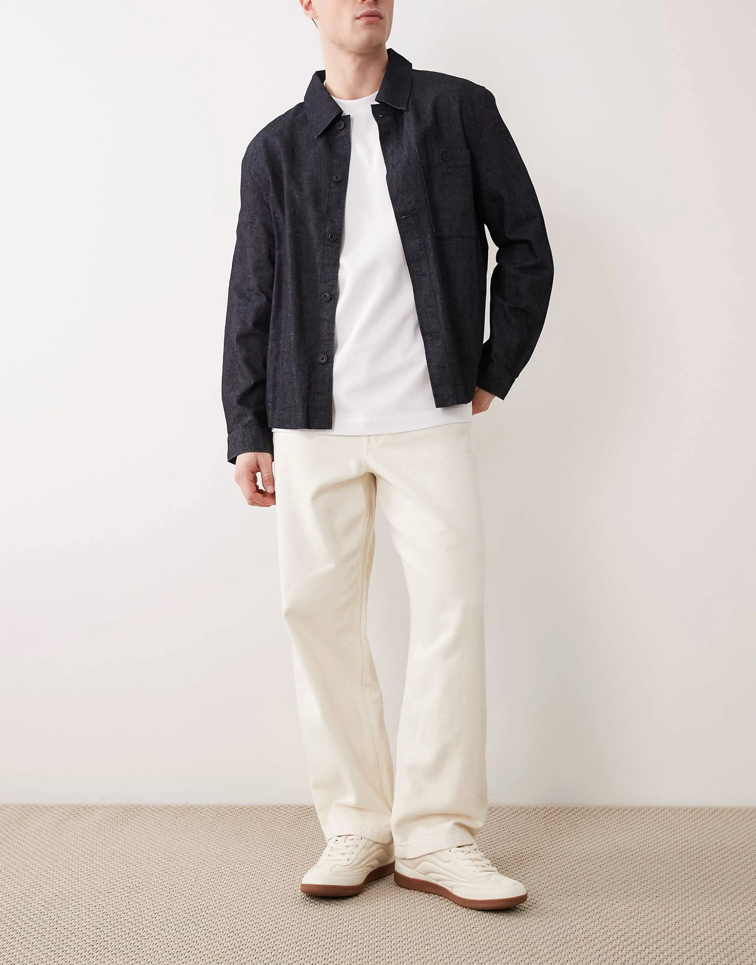 ASOS DESIGN loose pants in ecru with belt