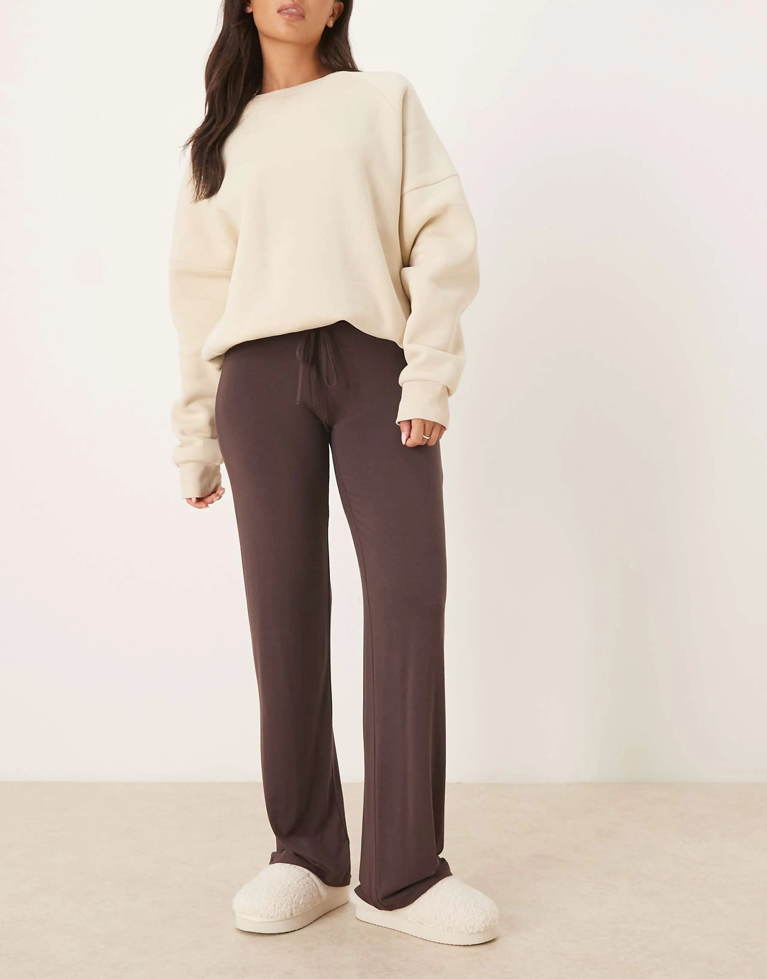 Gina Tricot low waist loungewear pants in chocolate brown