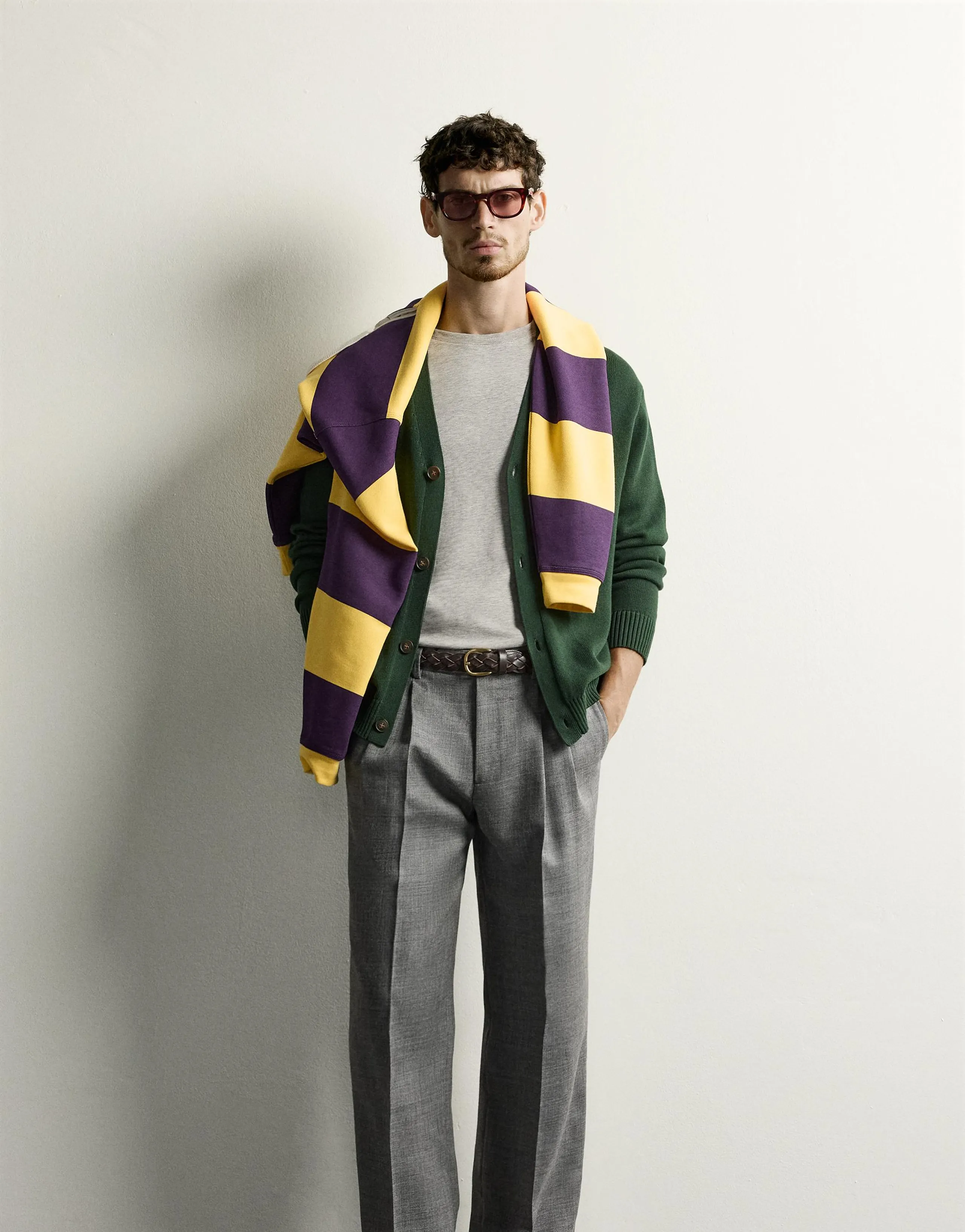 100% WOOL PLEATED TROUSERS