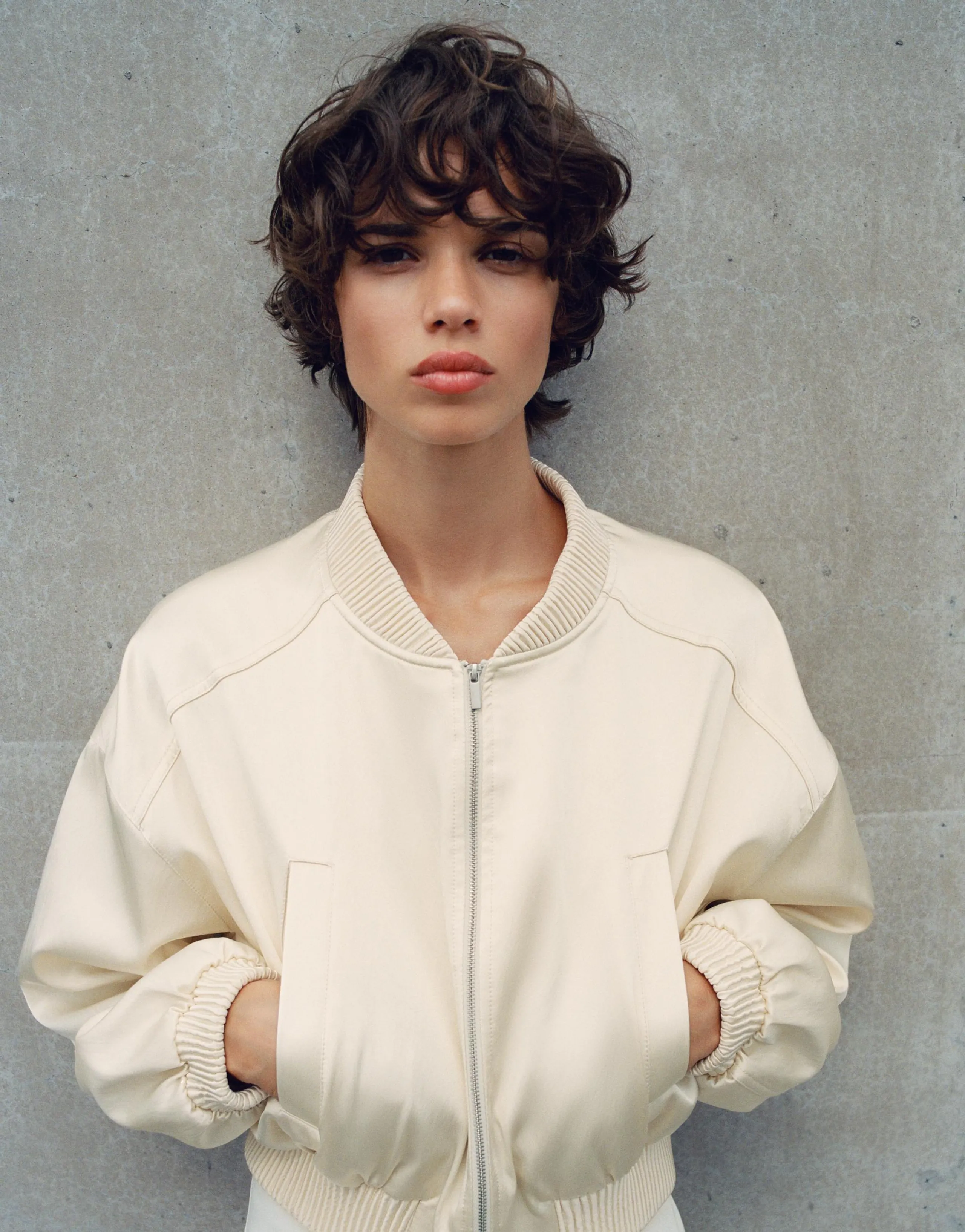 SATIN CROPPED BOMBER JACKET