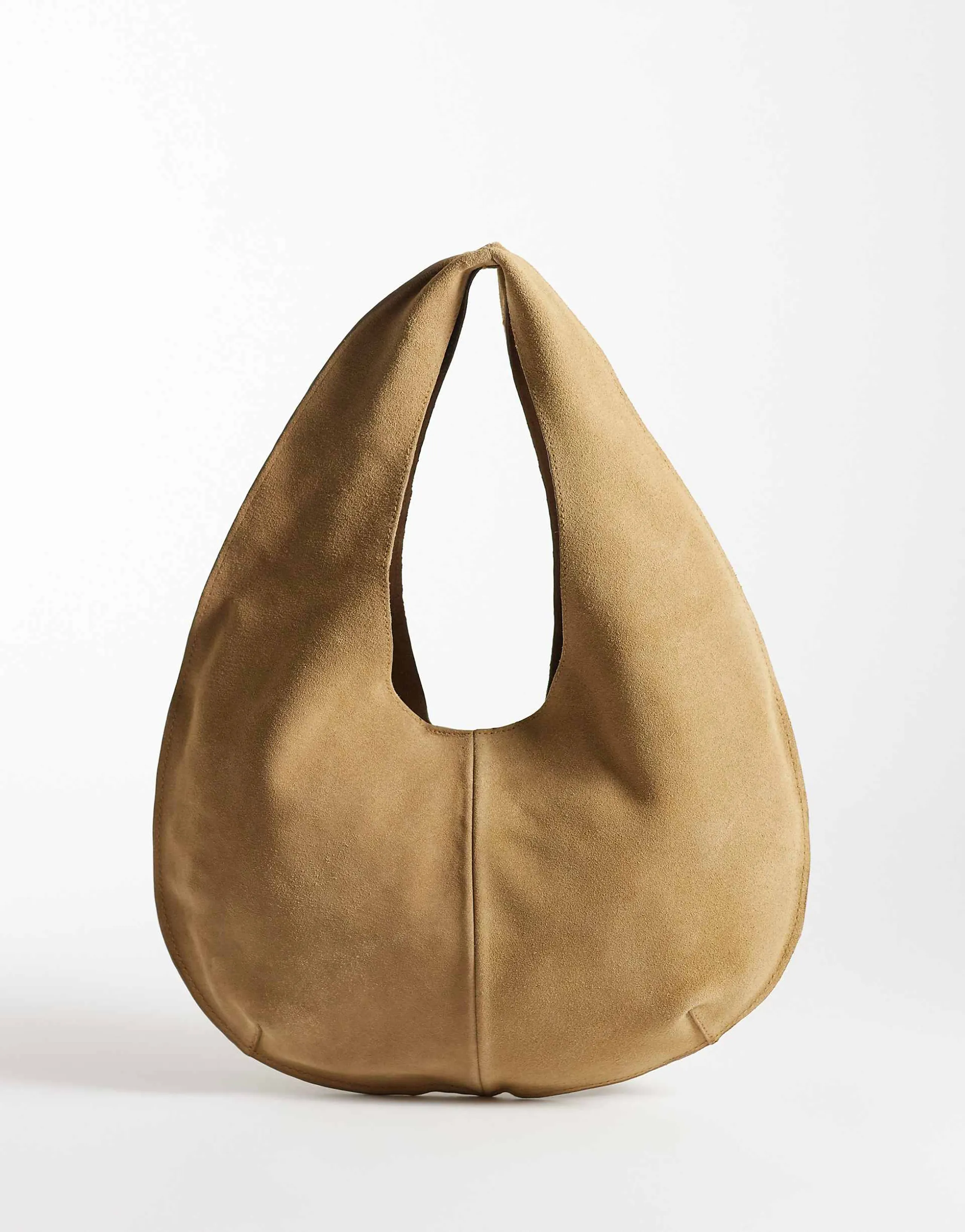 Mango 100% suede sack shoulder bag in tan