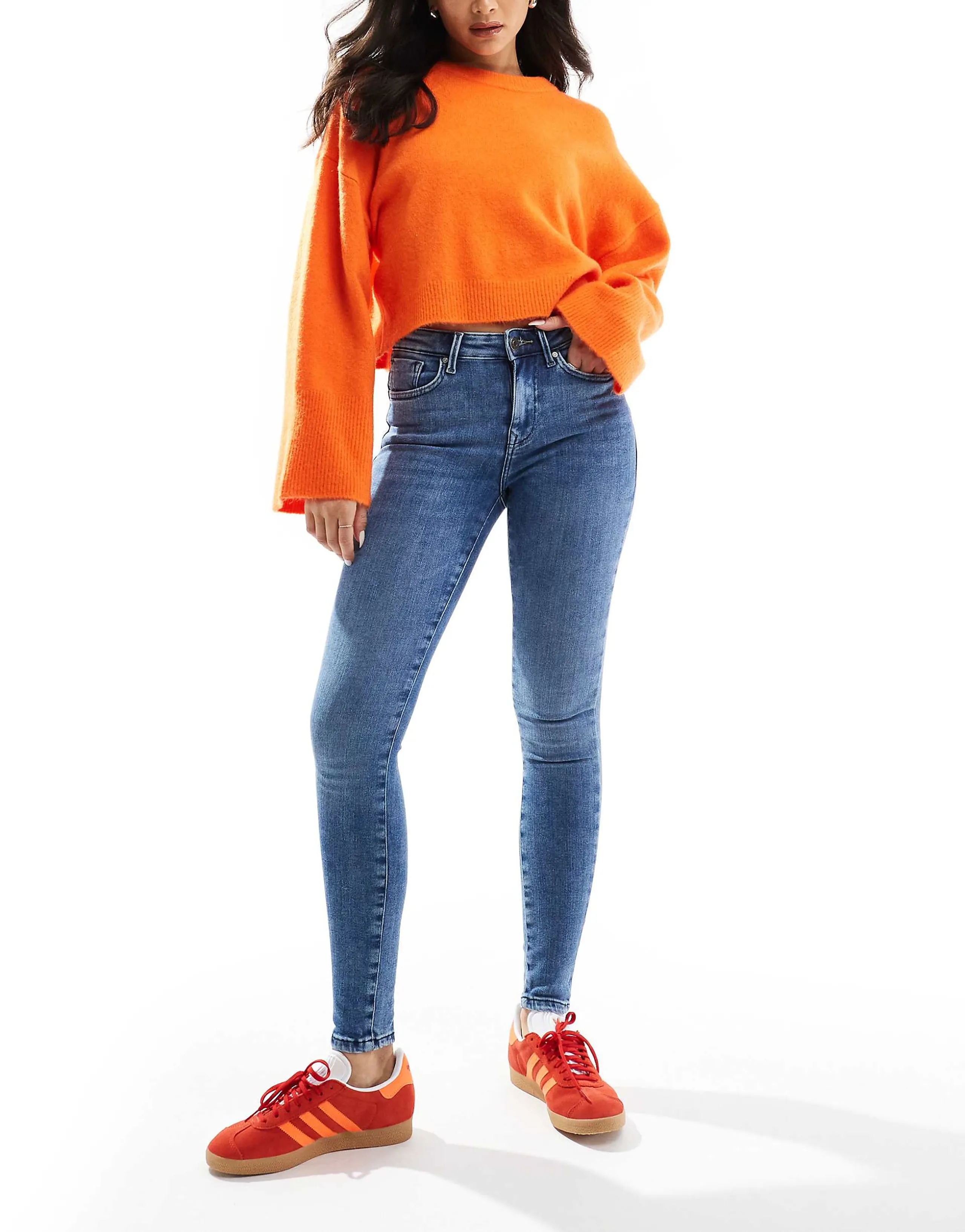ONLY push up skinny jeans in light blue 
