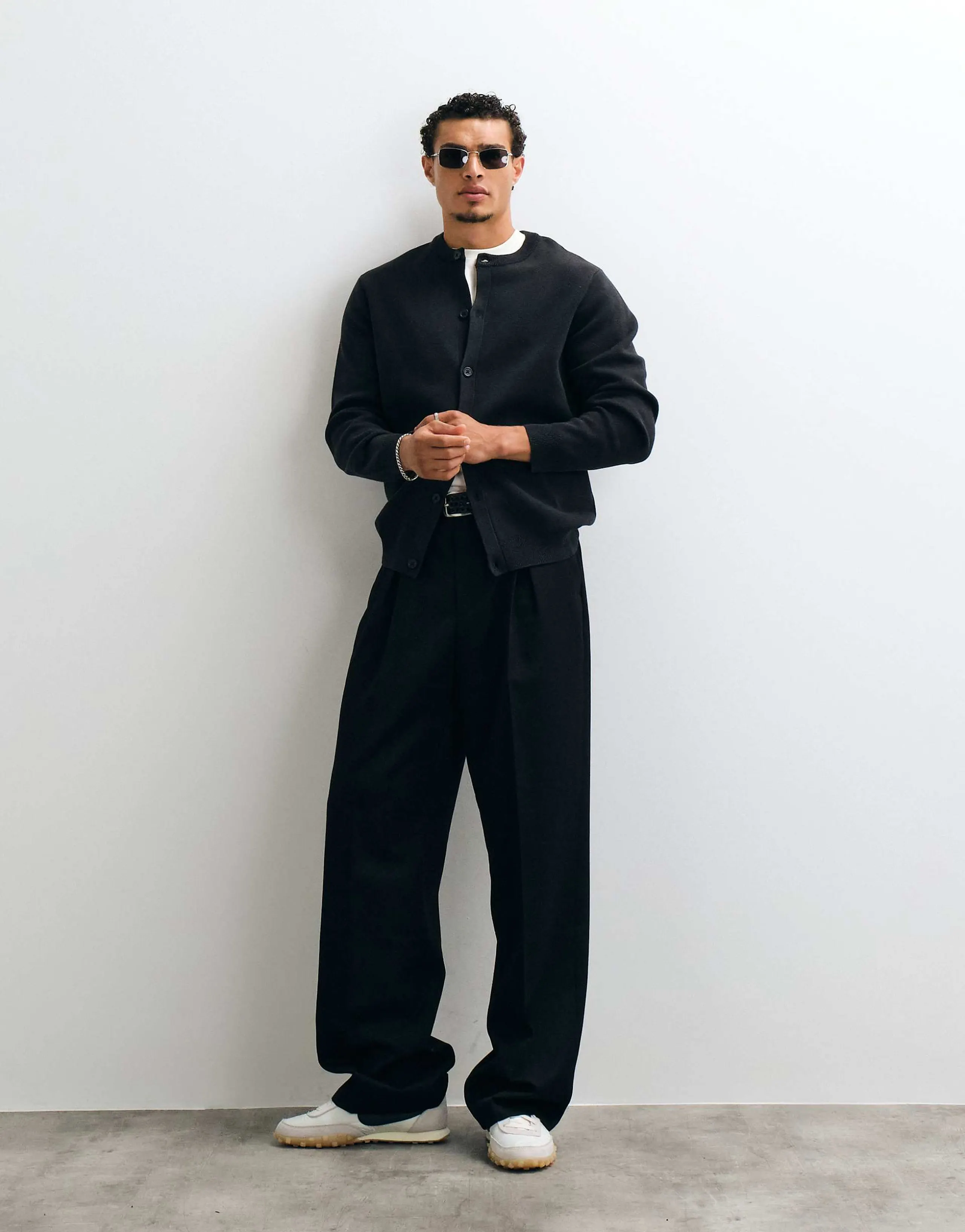 ASOS DESIGN relaxed compact knit cardigan in black