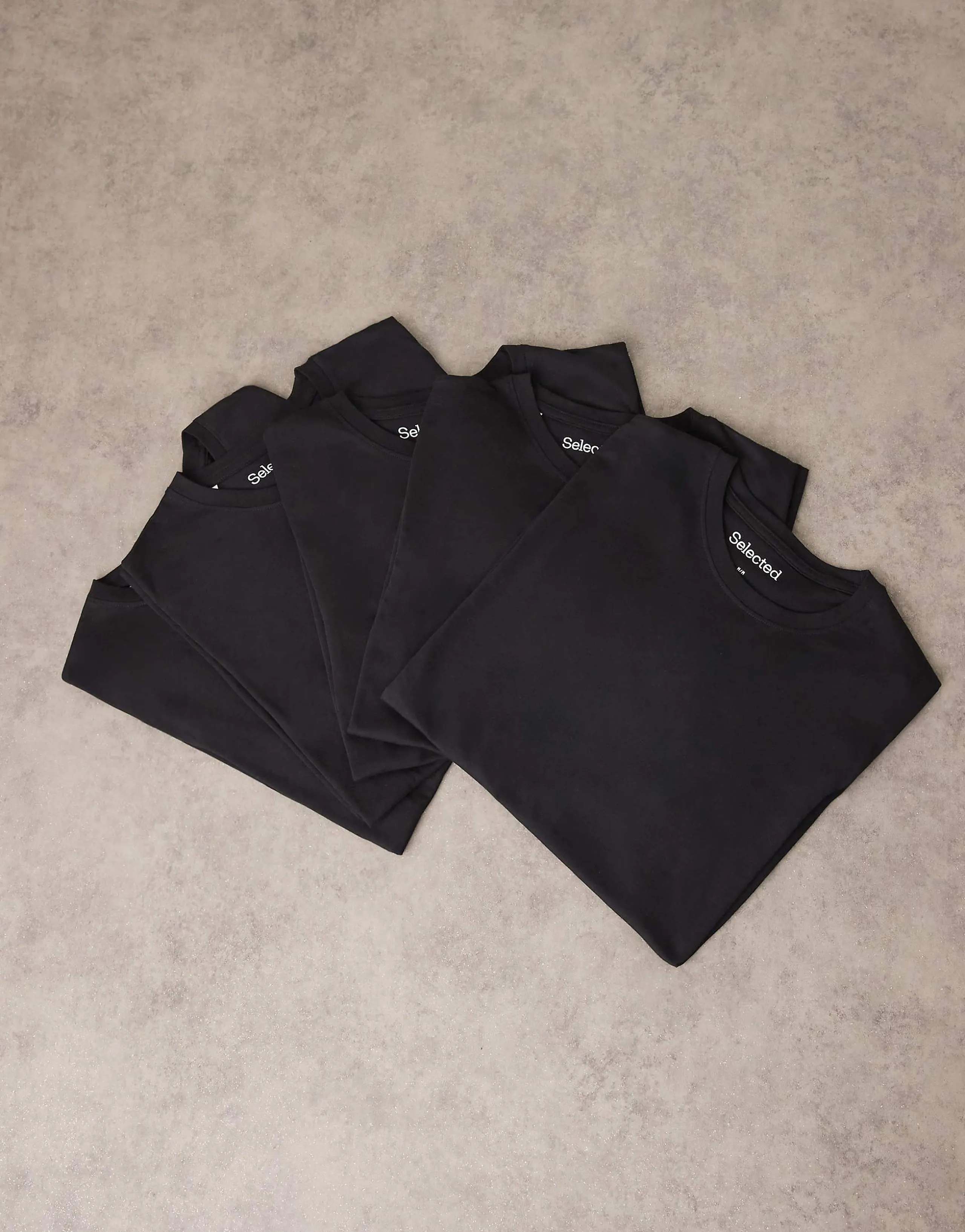 Selected 5-pack regular fit T-shirts in black