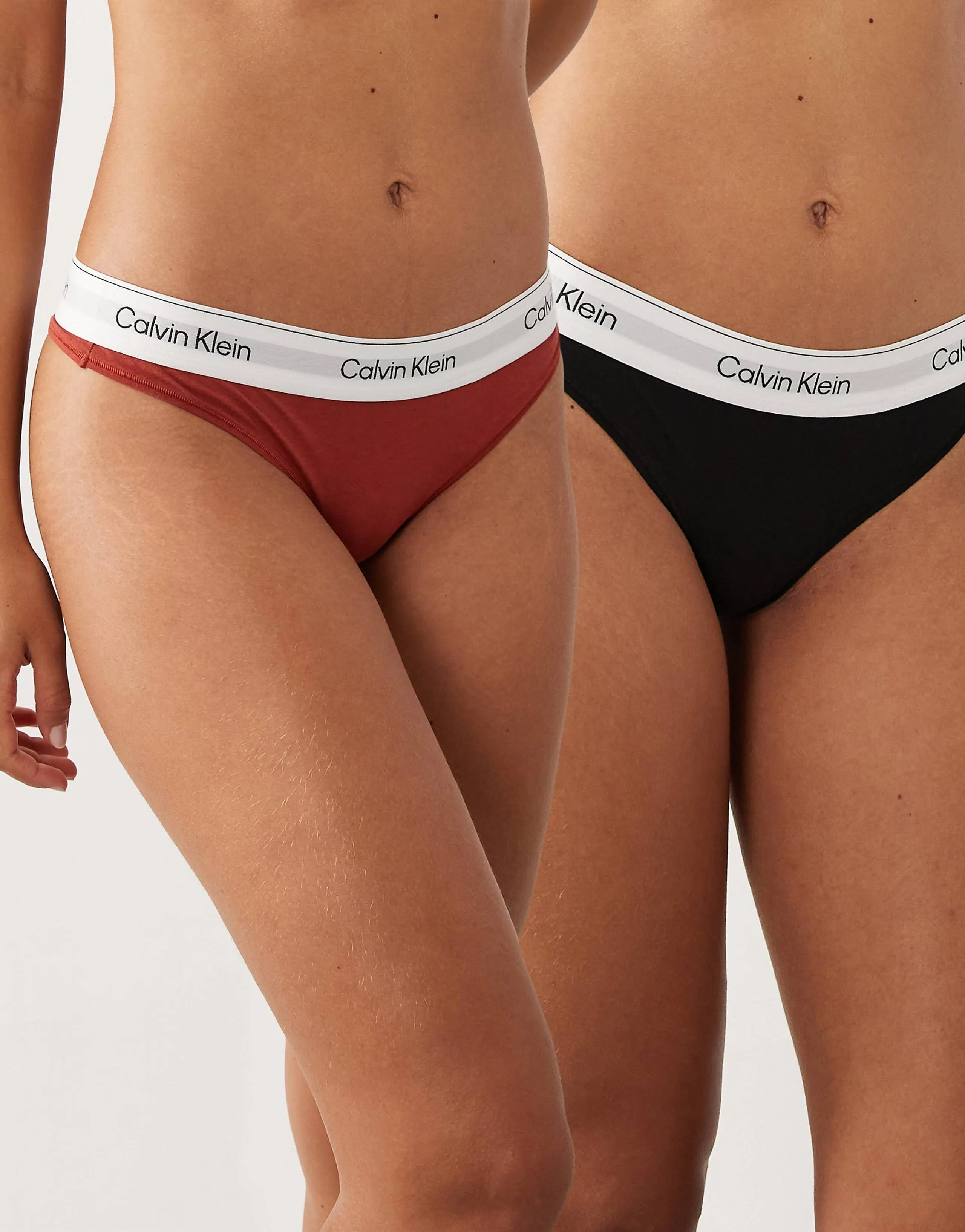 Calvin Klein Icon Cotton Modal 2 pack thongs in black/red