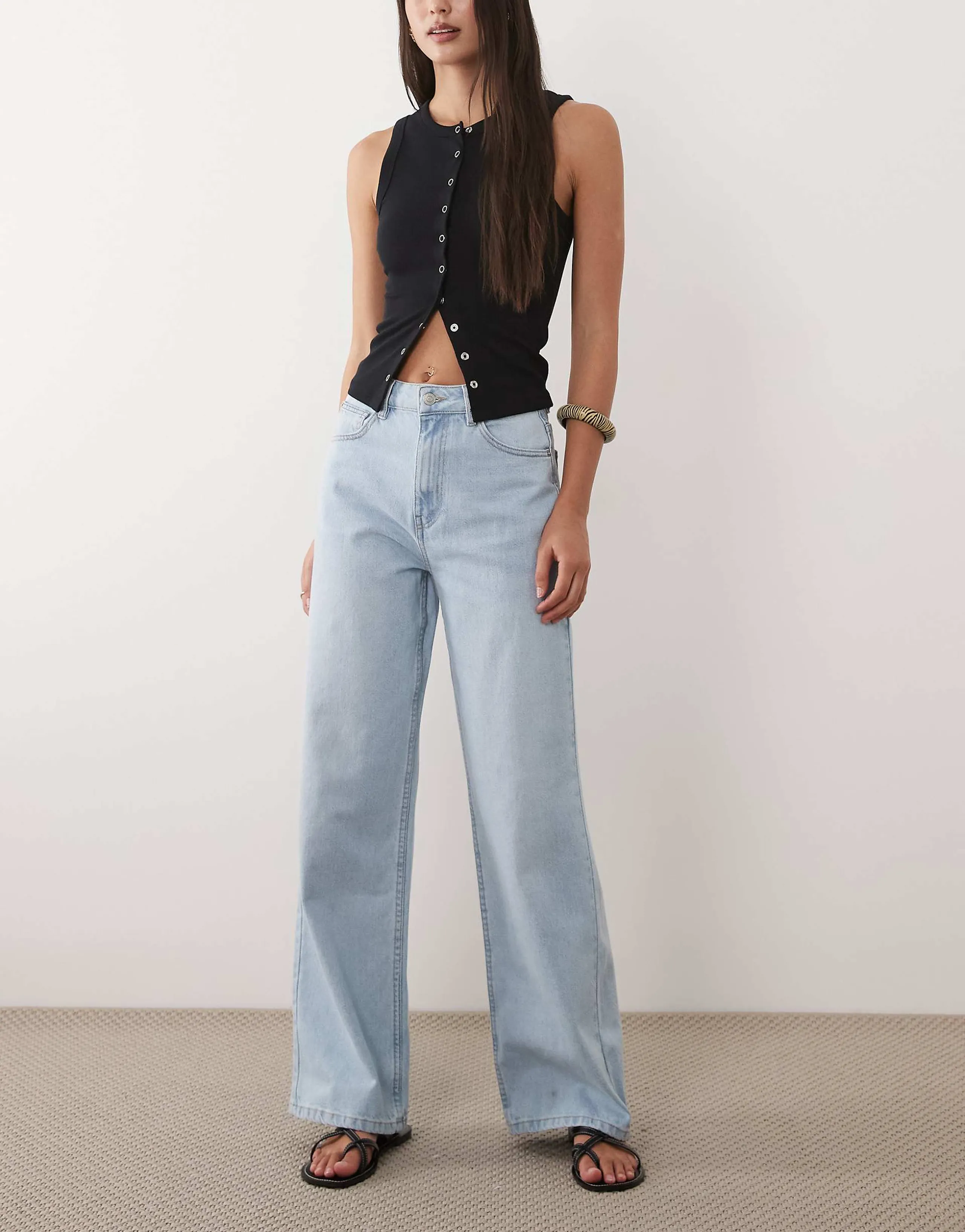 ASOS DESIGN wide leg dad jeans in light wash